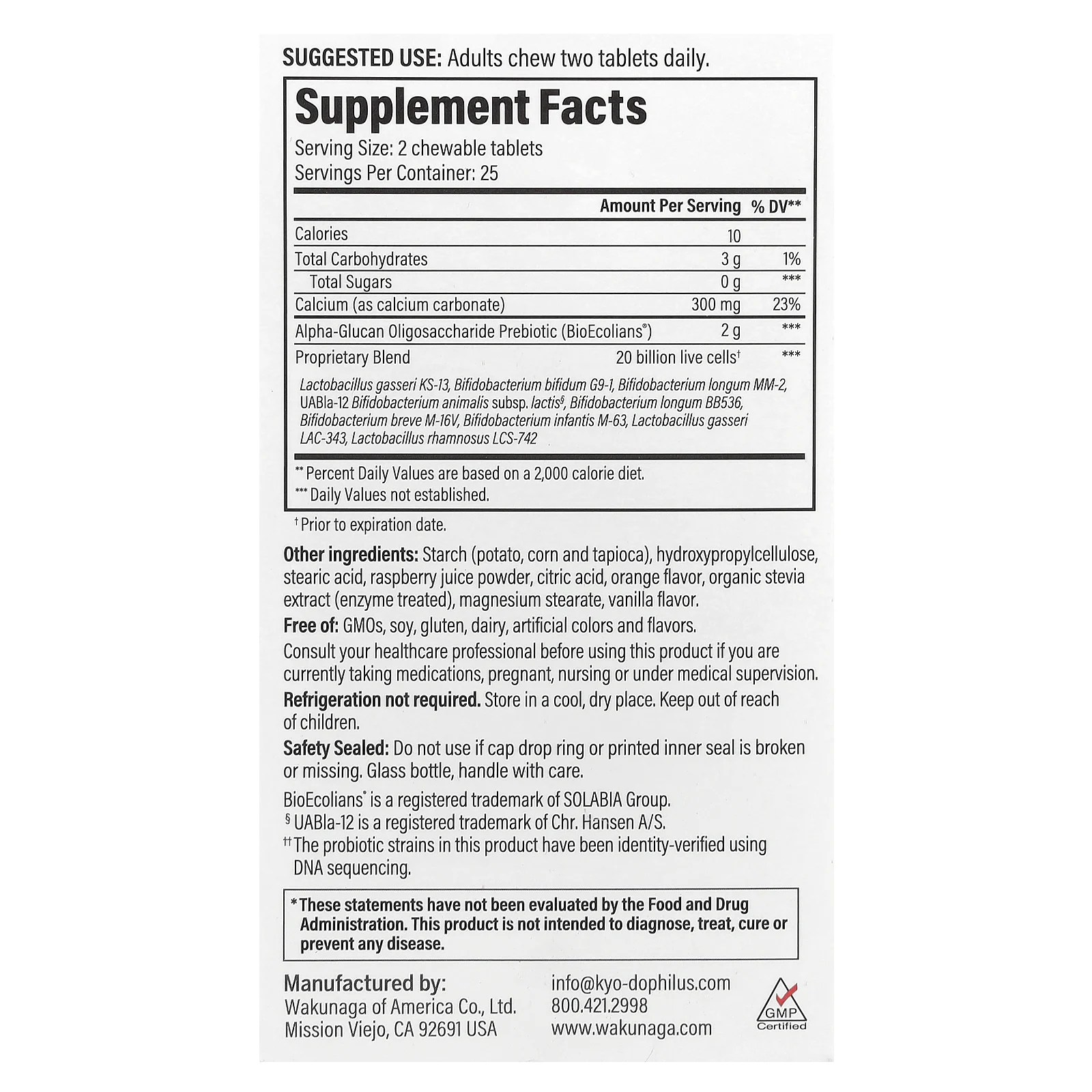 Kyolic, Kyo-Dophilus® Pro + Synbiotic, ягодный смузи, 50 жевательных таблеток