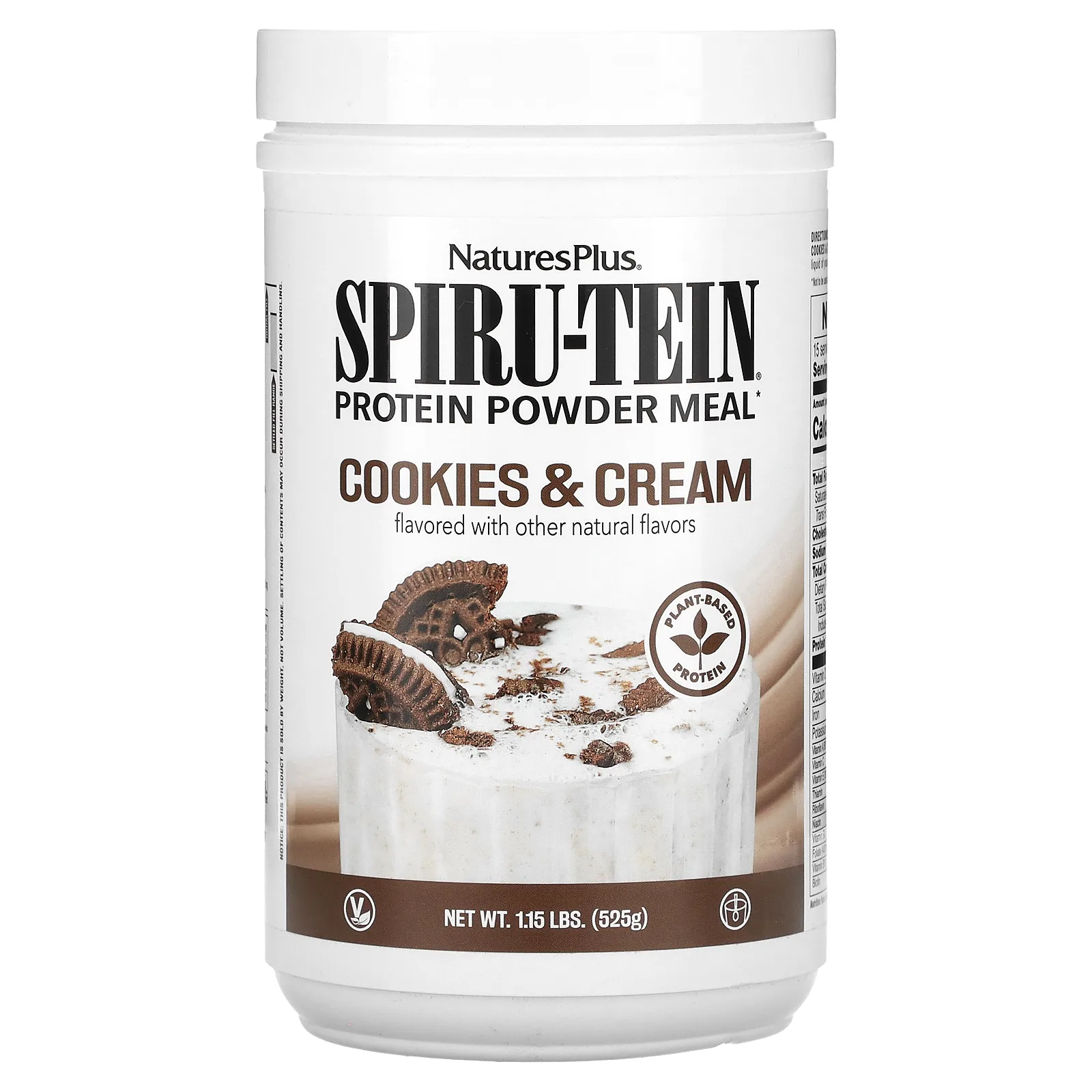 NaturesPlus, Spiru-Tein, протеиновый порошок, печенье и сливки, 525 г (1,15 фунта)
