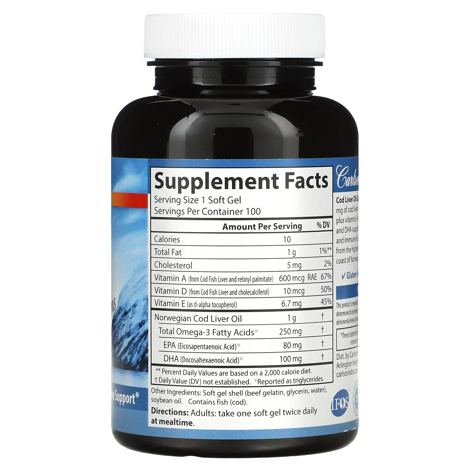 Carlson, Wild Norwegian, Cod Liver Oil Gems, жир печени дикой норвежской трески в капсулах, высшего качества, 1000 мг, 100 капсул