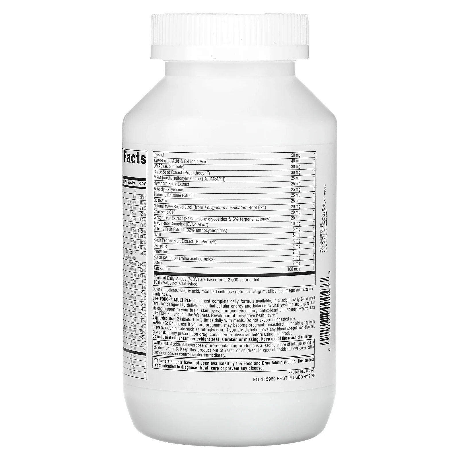 Source Naturals, Life Force Multiple, мультивитамины, 180 капсул