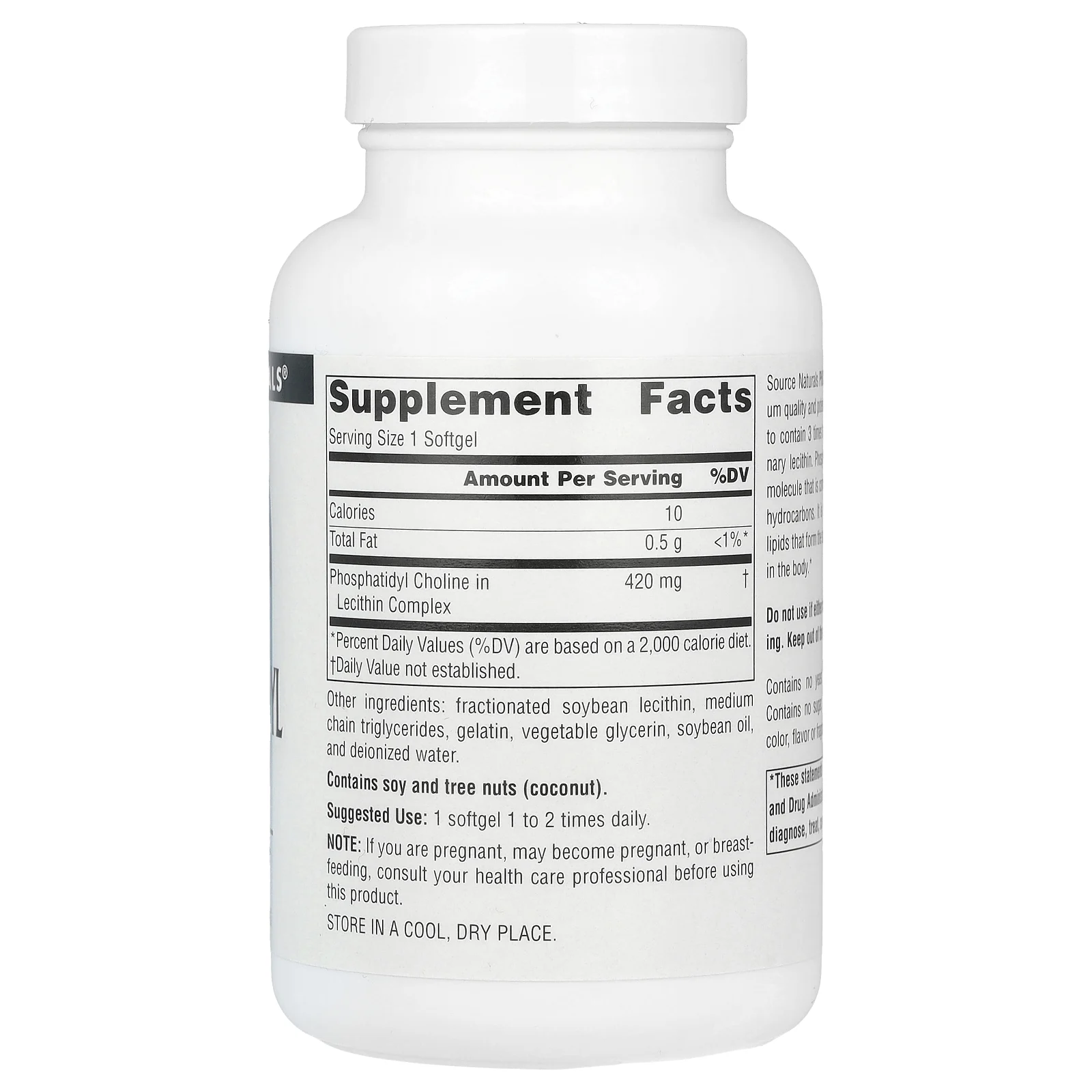 Source Naturals, Фосфатидилхолин в лецитине, 420 мг, 90 мягких таблеток