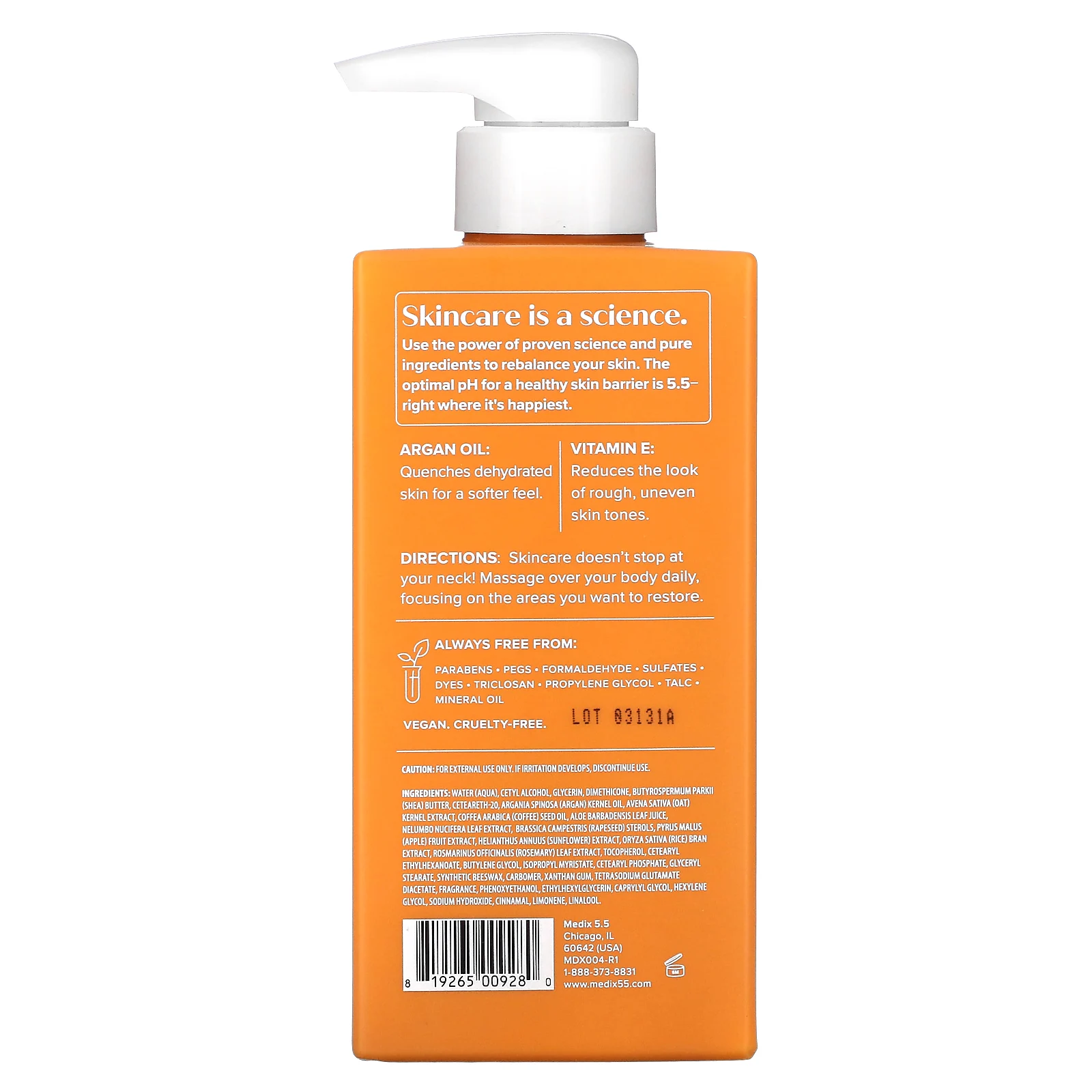 Medix 5.5, Крем для тела, аргановое масло и витамин E, 444 мл (15 жидк. Унций)