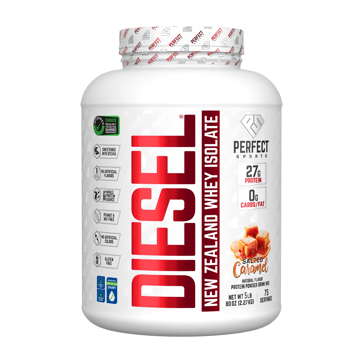 PERFECT Sports, Diet, новозеландский сывороточный изолят, со вкусом соленой карамелью, 2,27 кг (5 фунтов)
