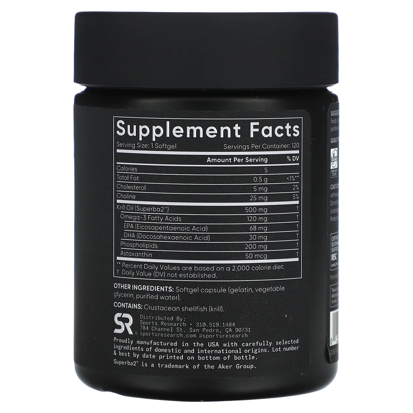 Sports Research, масло антарктического криля с астаксантином, 500 мг, 120 мягких таблеток