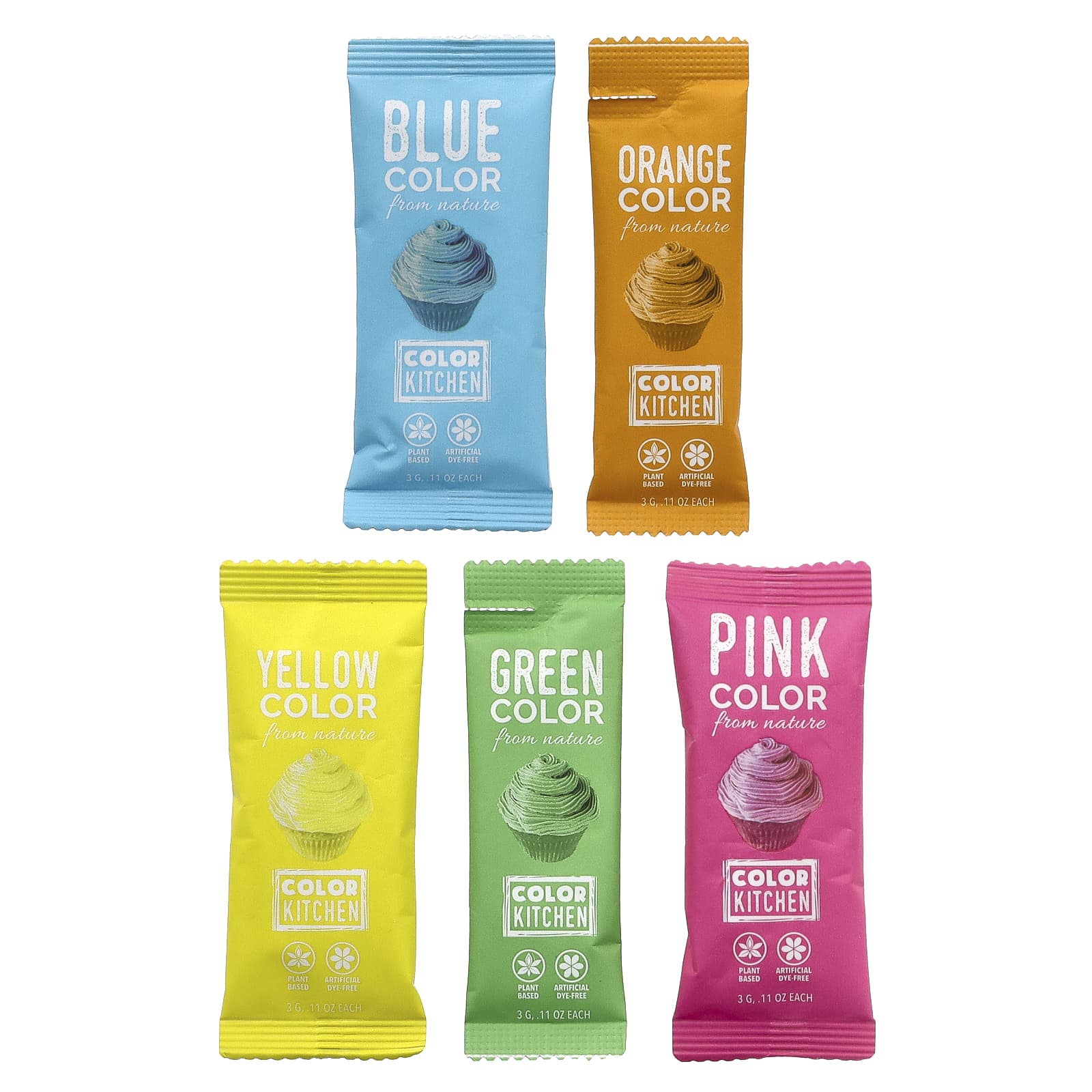 ColorKitchen, натуральные пищевые красители, 10 пакетиков с разными цветами по 2,5 г (0,088 унции)