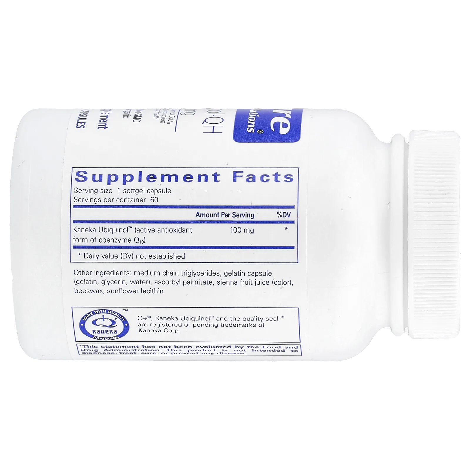 Pure Encapsulations, Убихинол QH, 100 мг, 60 мягких капсул