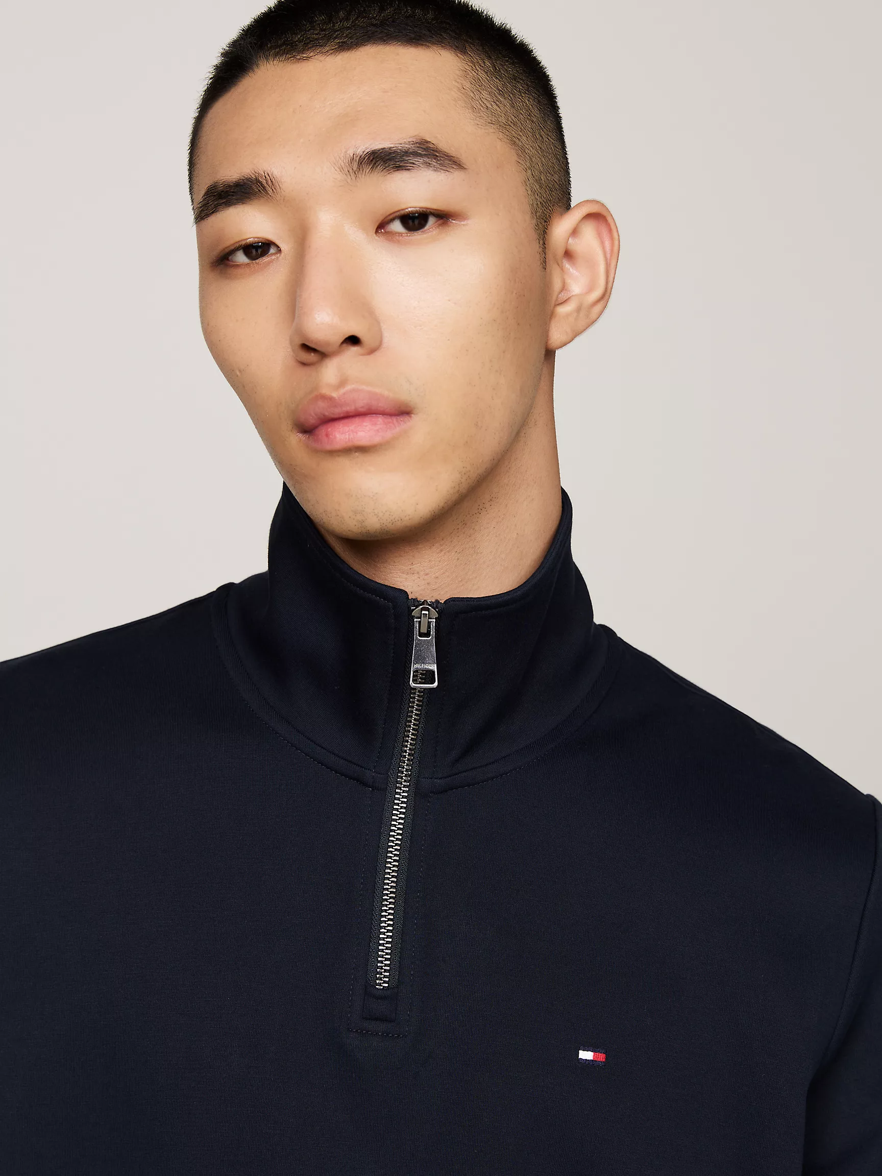 Мужская толстовка Tommy Hilfiger, Свитшот из трикотажа scuba на четвертной молнии