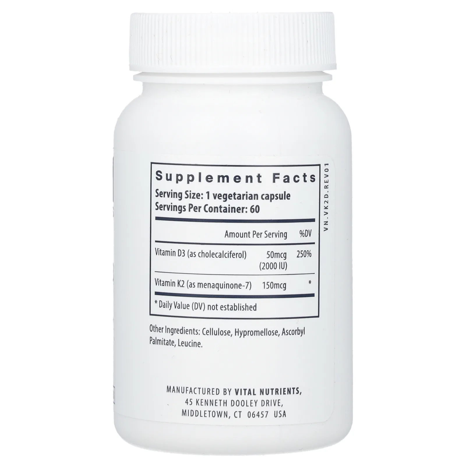 Vital Nutrients, K2-7 + D3, 60 вегетарианских капсул