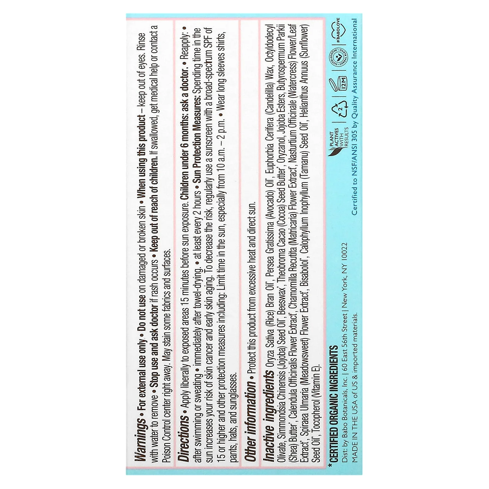 Babo Botanicals, Baby Face, солнцезащитное средство на минеральной основе в виде стика, SPF 50, 17 г