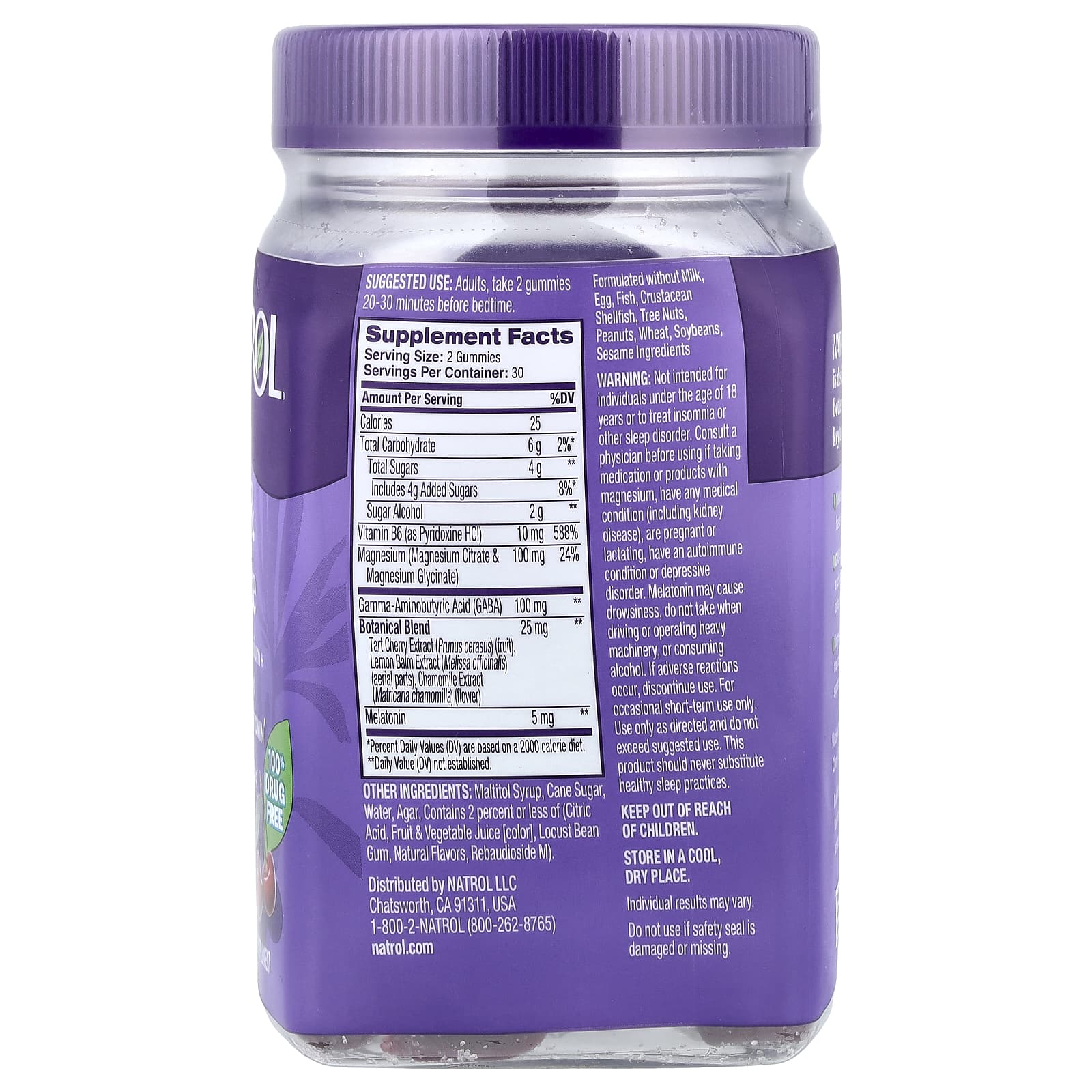 Natrol, жевательные таблетки для сна и восстановления, 5 мг мелатонина, со вкусом вишни, 60 жевательных таблеток