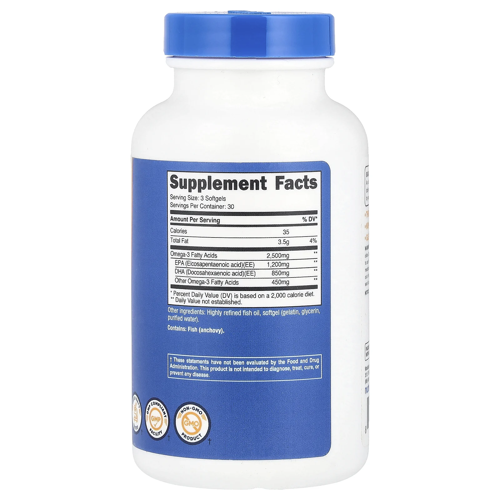 Nutricost, Омега-3, 2500 мг, 90 капсул (833 мг в каждой капсуле)