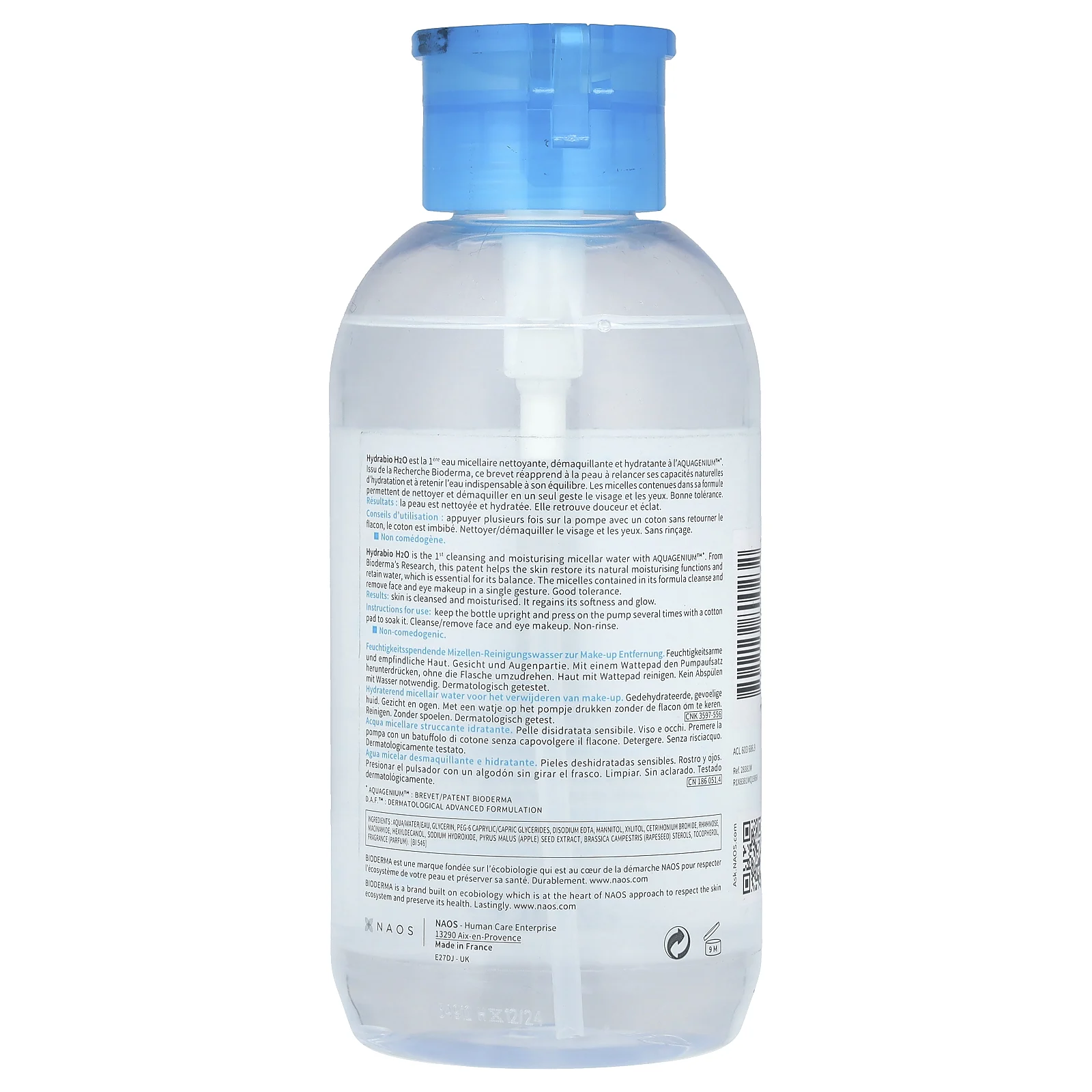 Bioderma, Hydrabio H2O, увлажняющий раствор мицелл для снятия макияжа, 500 мл (16,7 жидк. Унции)