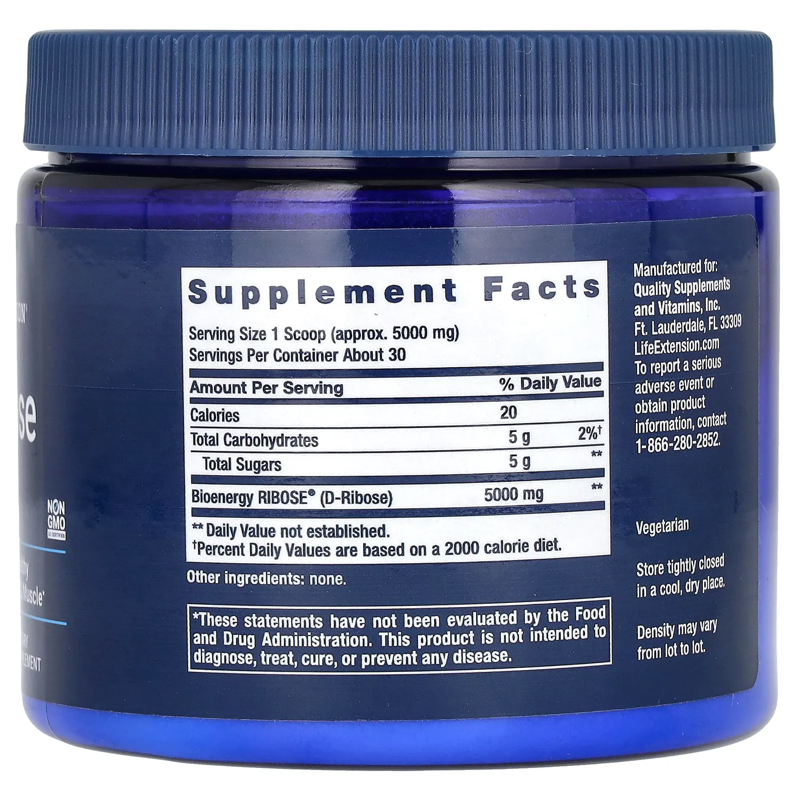 Life Extension, D-рибоза в порошке, 150 г (5,29 унции)