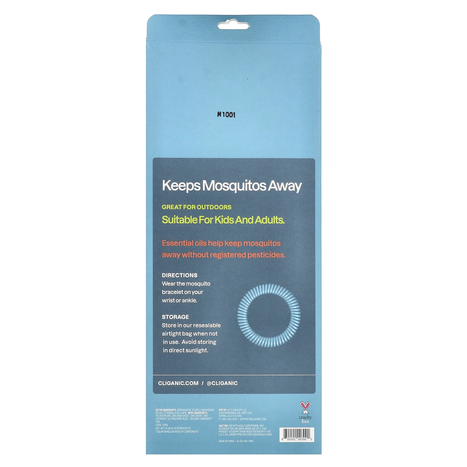 Cliganic, Браслет от комаров, 10 шт. В упаковке