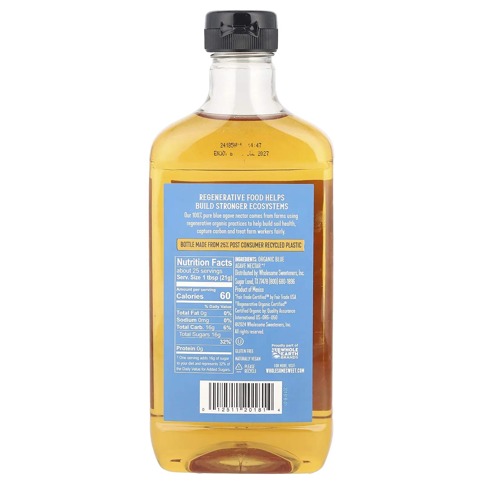 Wholesome Sweeteners, Органический нектар из голубой агавы, 525 г (18,5 унции)