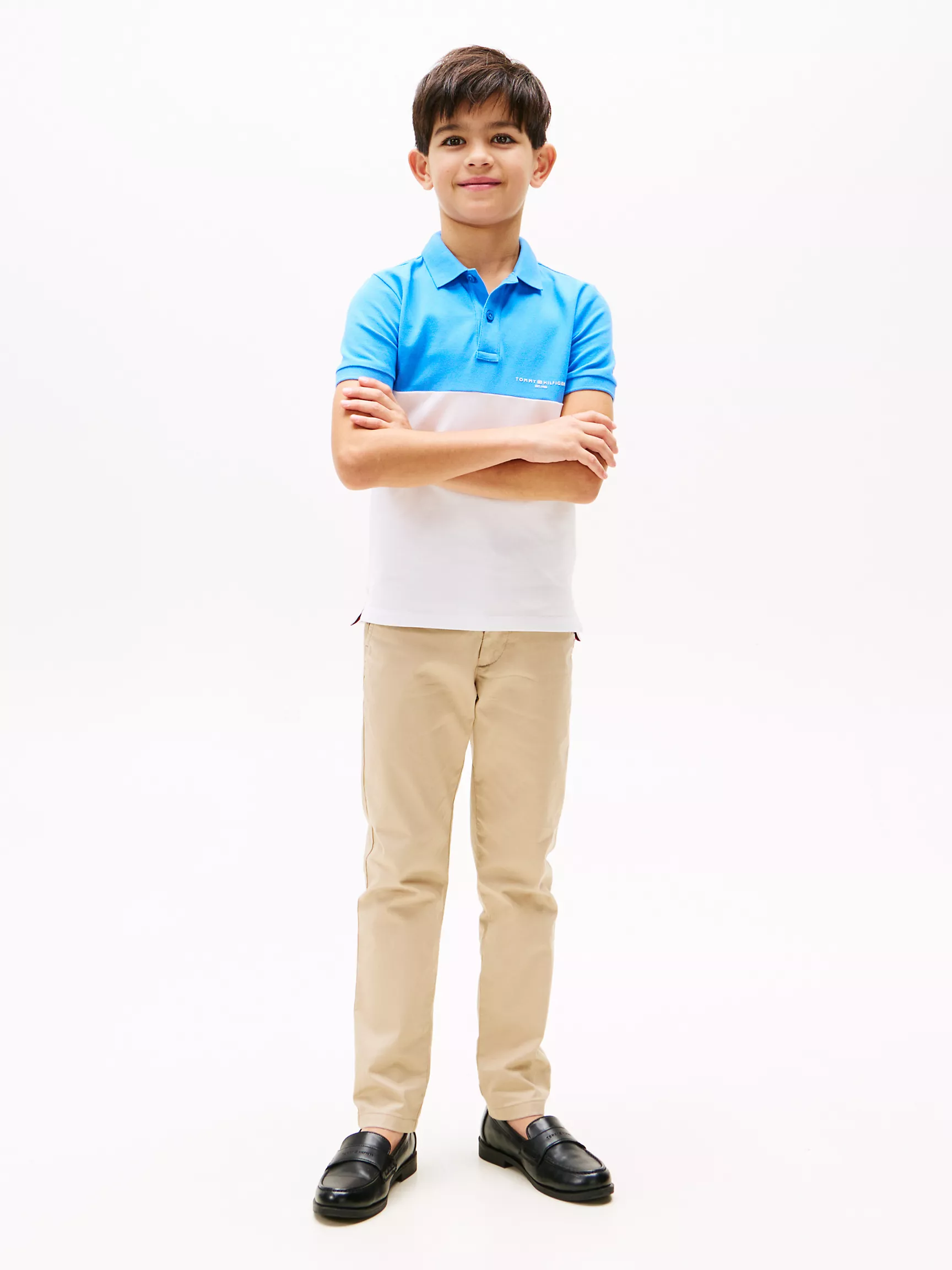 Рубашка-поло для мальчиков Tommy Hilfiger, Детское поло с маленьким логотипом в стиле colorblock