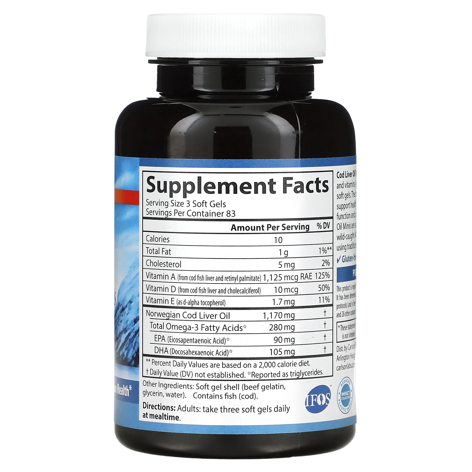 Carlson, Мини-капсулы из жира печени дикой норвежской трески, 250 гелевых мини-капсул
