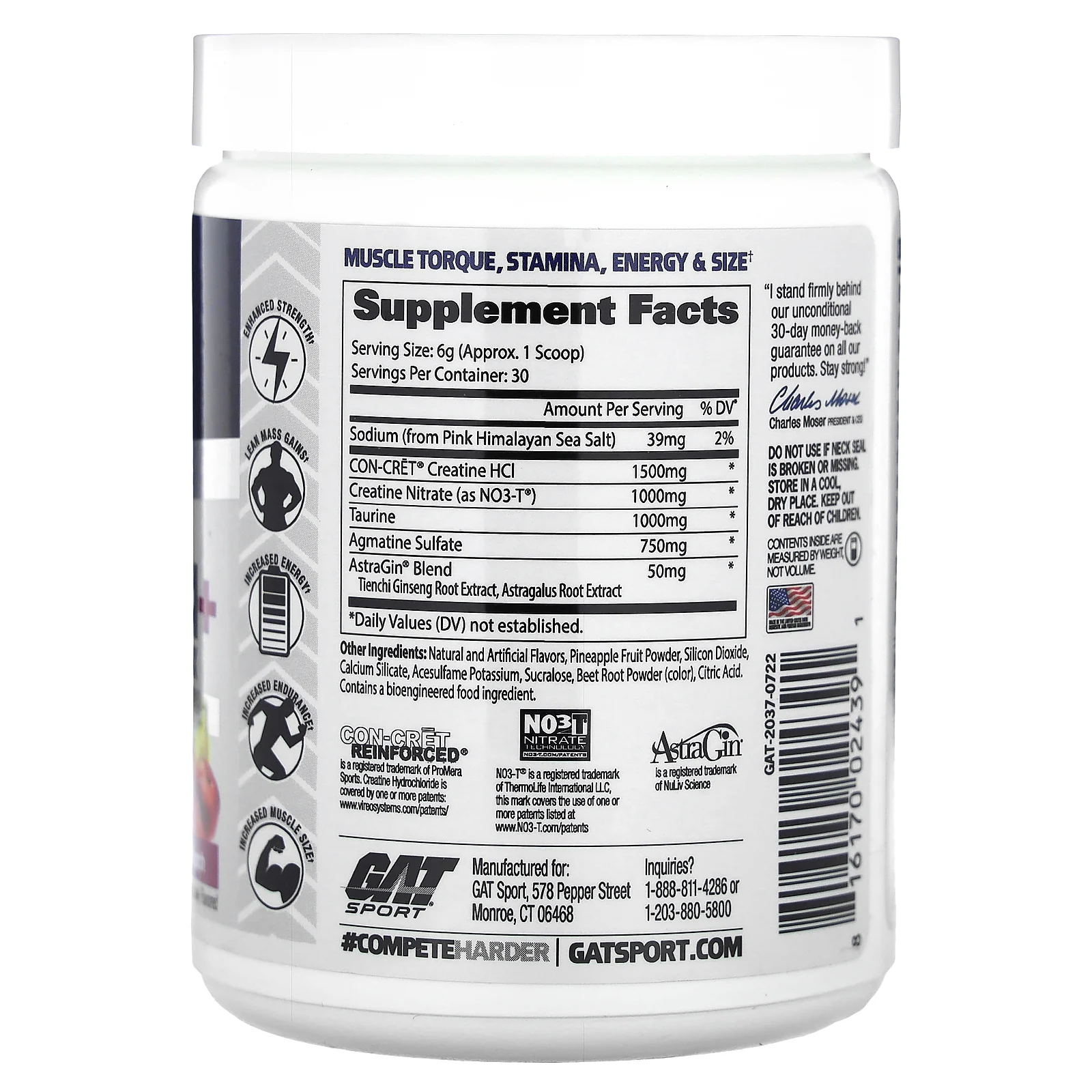 GAT, Sport, гидрохлорид креатина с добавкой Ultra Performance Matrix, фруктовый пунш, 180 г (6,35 унции)