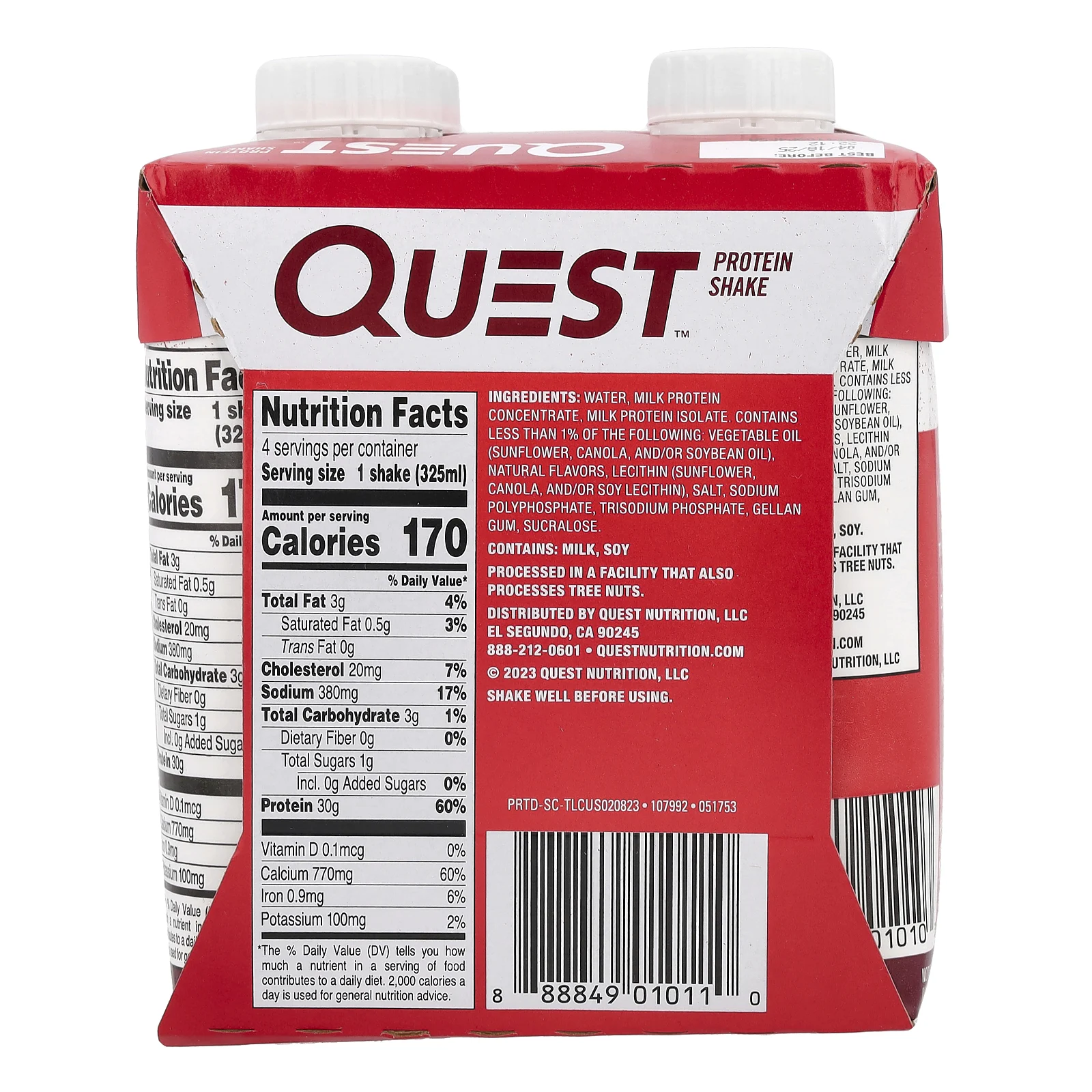 Quest Nutrition, Protein Shake, соленая карамель, 4 коктейля, 325 мл (11 жидк. Унций)