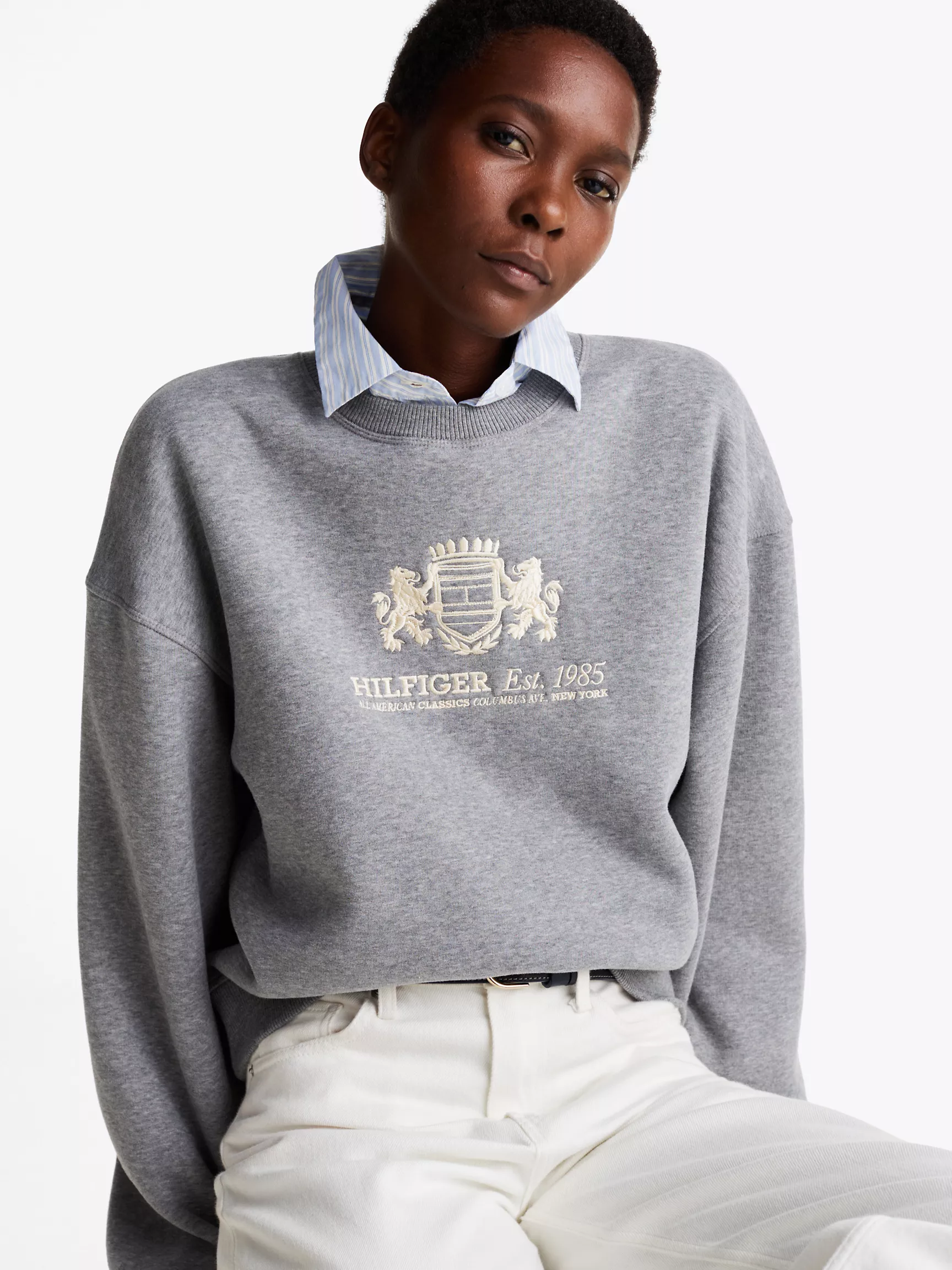 Женская толстовка Tommy Hilfiger, Свитшот с вышитым гербом и широкими рукавами