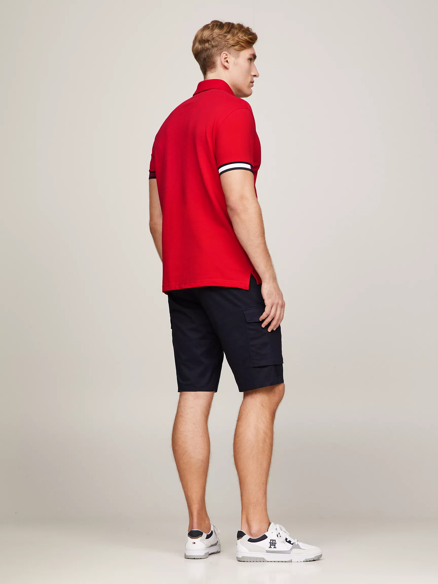 Мужское поло Tommy Hilfiger, Приталенное поло с логотипом флага на манжетах