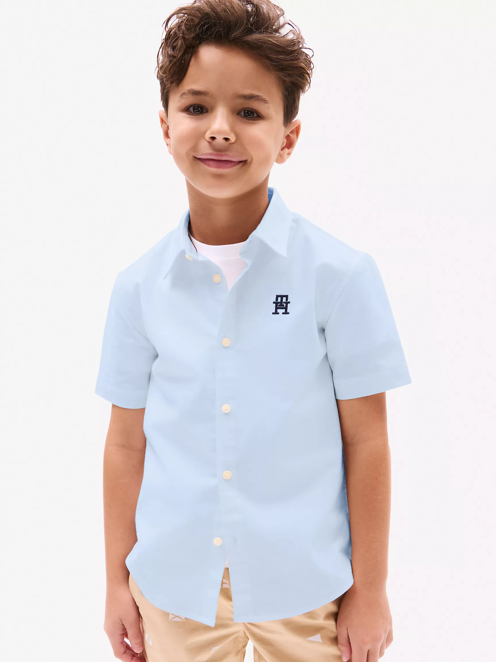 Рубашка для мальчика Tommy Hilfiger, Детская рубашка из эластичного оксфорда с мини-монограммами