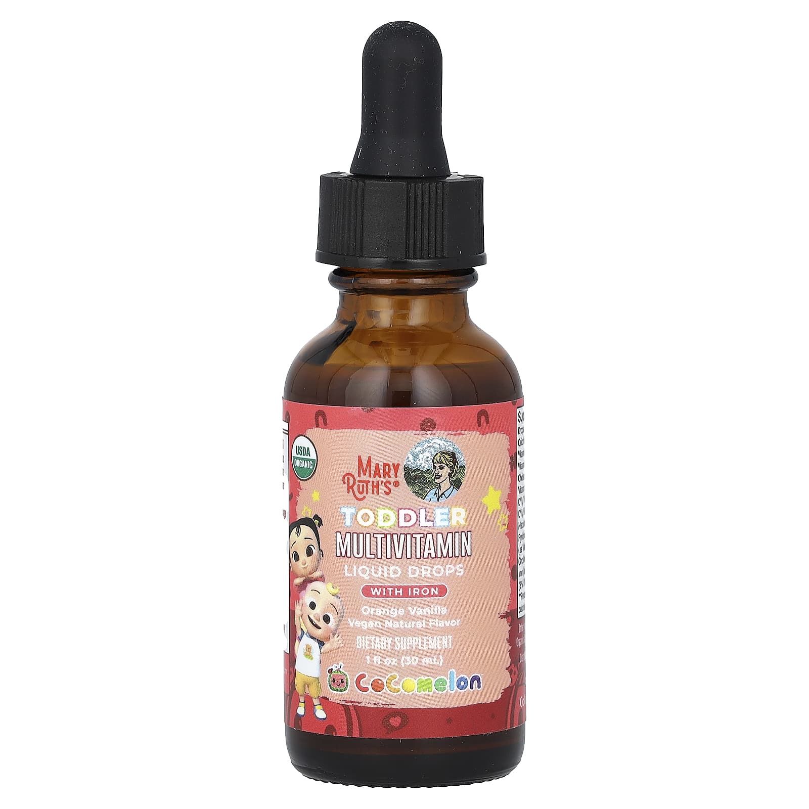 MaryRuth's, Cocomelon, мультивитамины для малышей, капли с железом, для детей от 1 до 3 лет, вкус апельсина и ванили, 30 мл (1 жидк. унция)