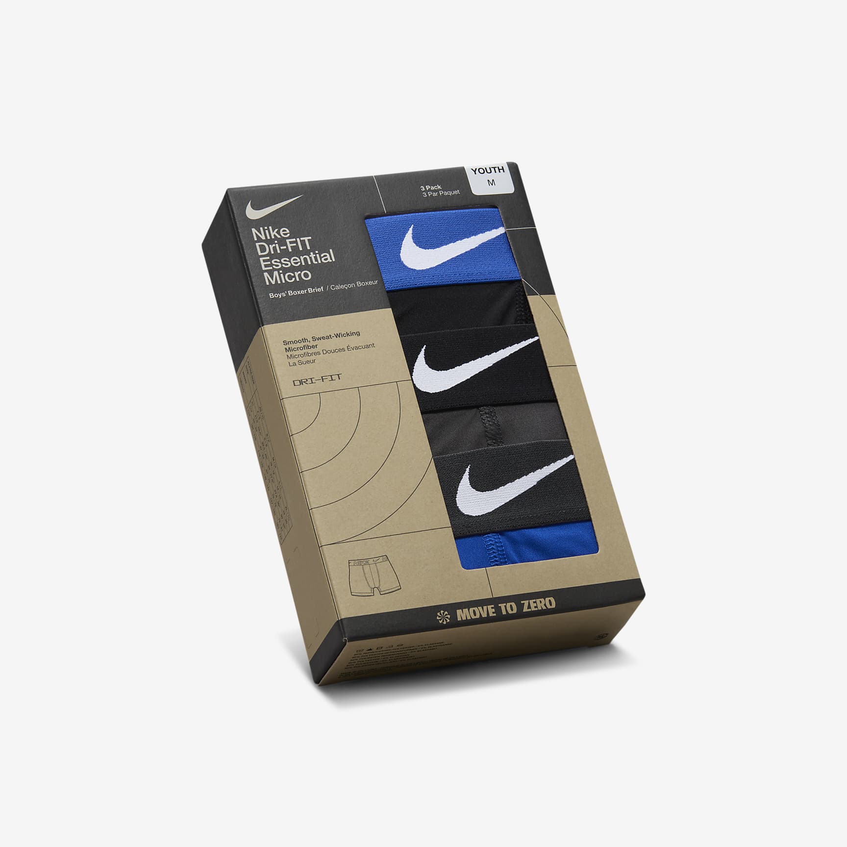 Nike Dri-FIT Essentials Big Kids' Boxer Briefs (3-Pack)