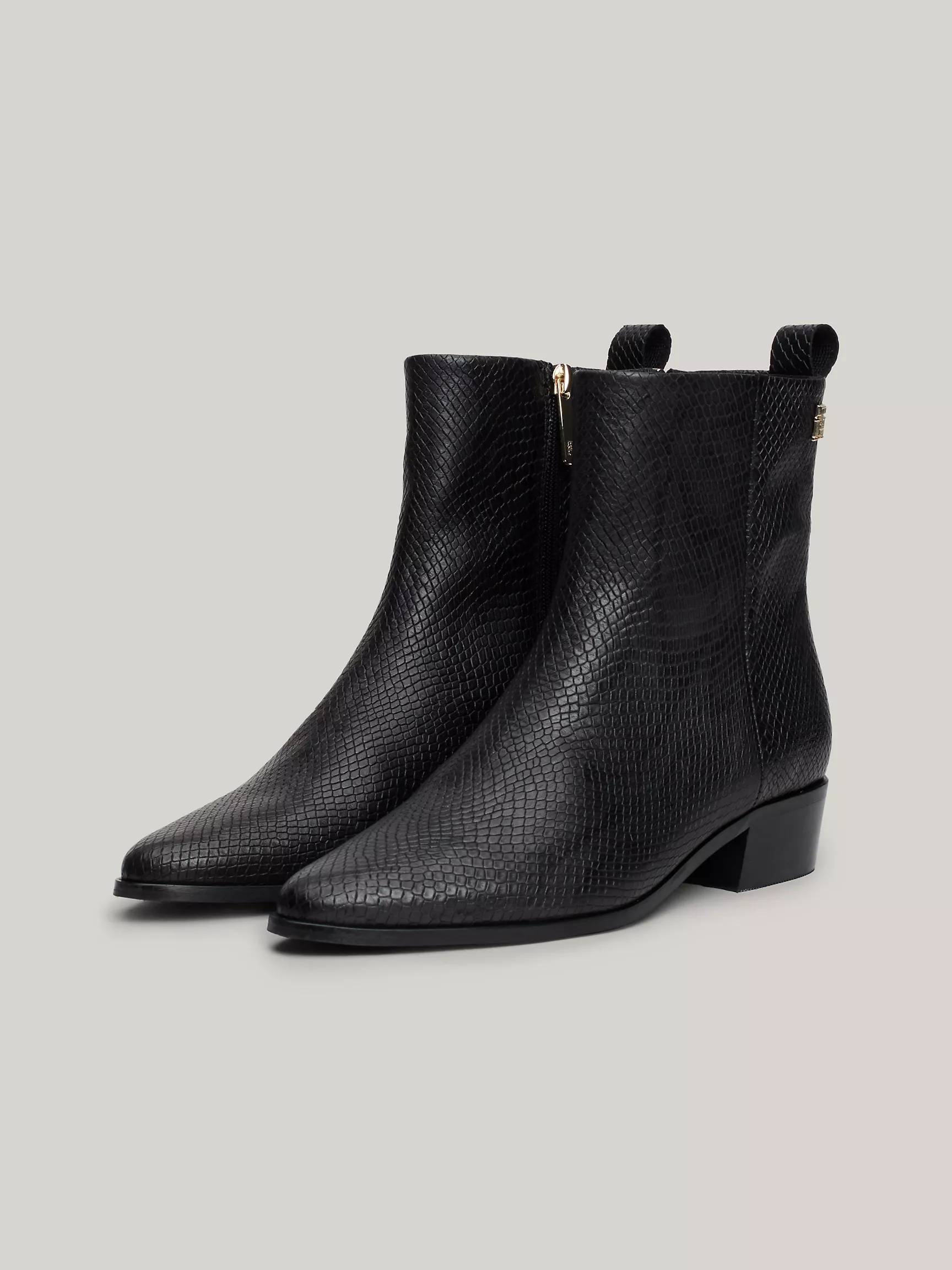 Женские ботинки Tommy Hilfiger, Ковбойские ботильоны из кожи с тиснением под змею