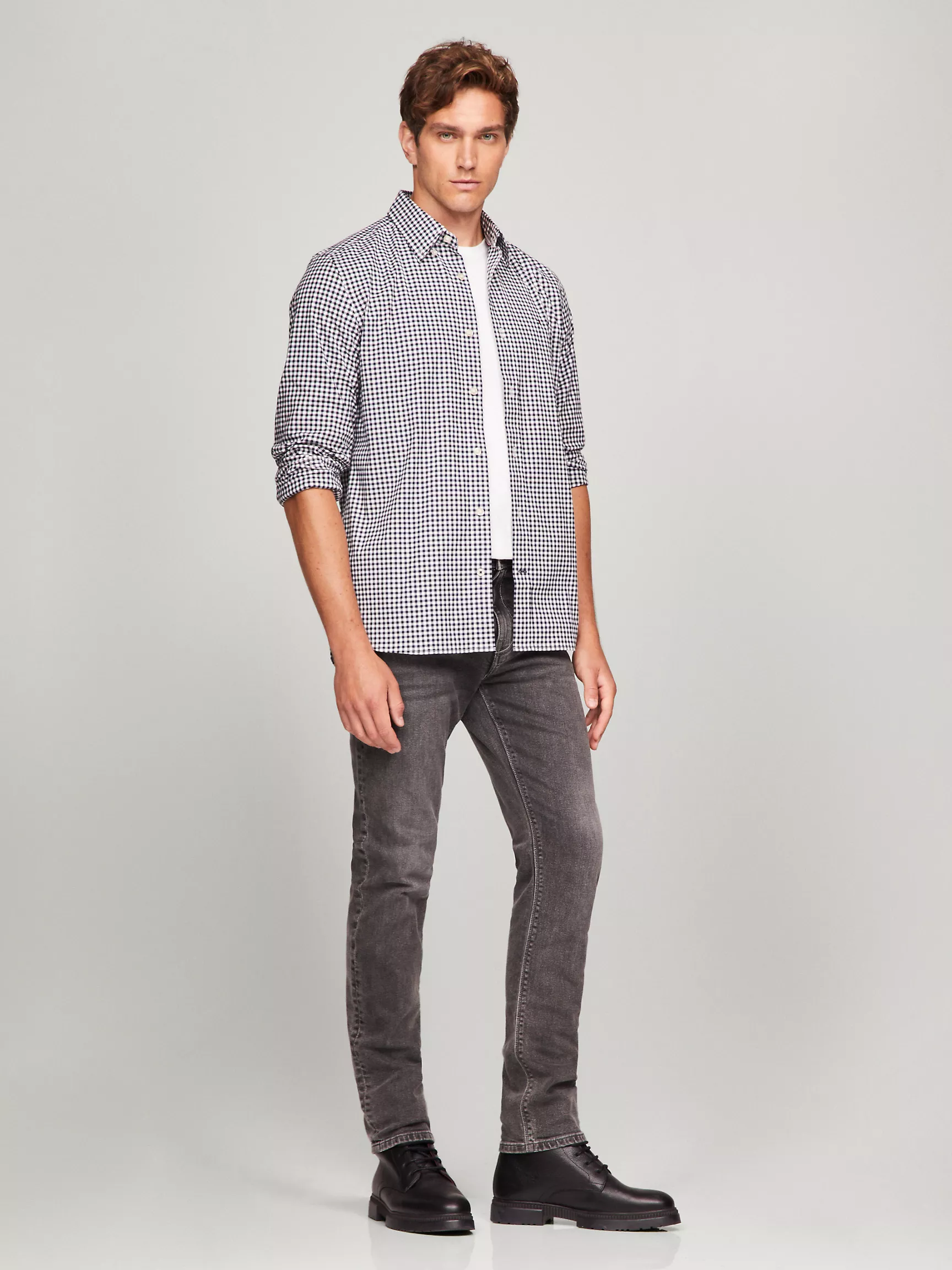 Мужская рубашка Tommy Hilfiger, Рубашка стандартного кроя THFlex из поплина в клетку гингем