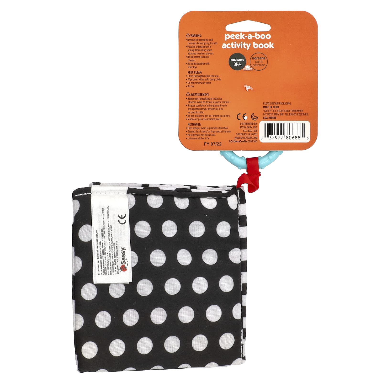 Sassy, Inspire The Senses, развивающая книга Peek-A-Boo, для младенцев 0+ месяцев, 1 шт.