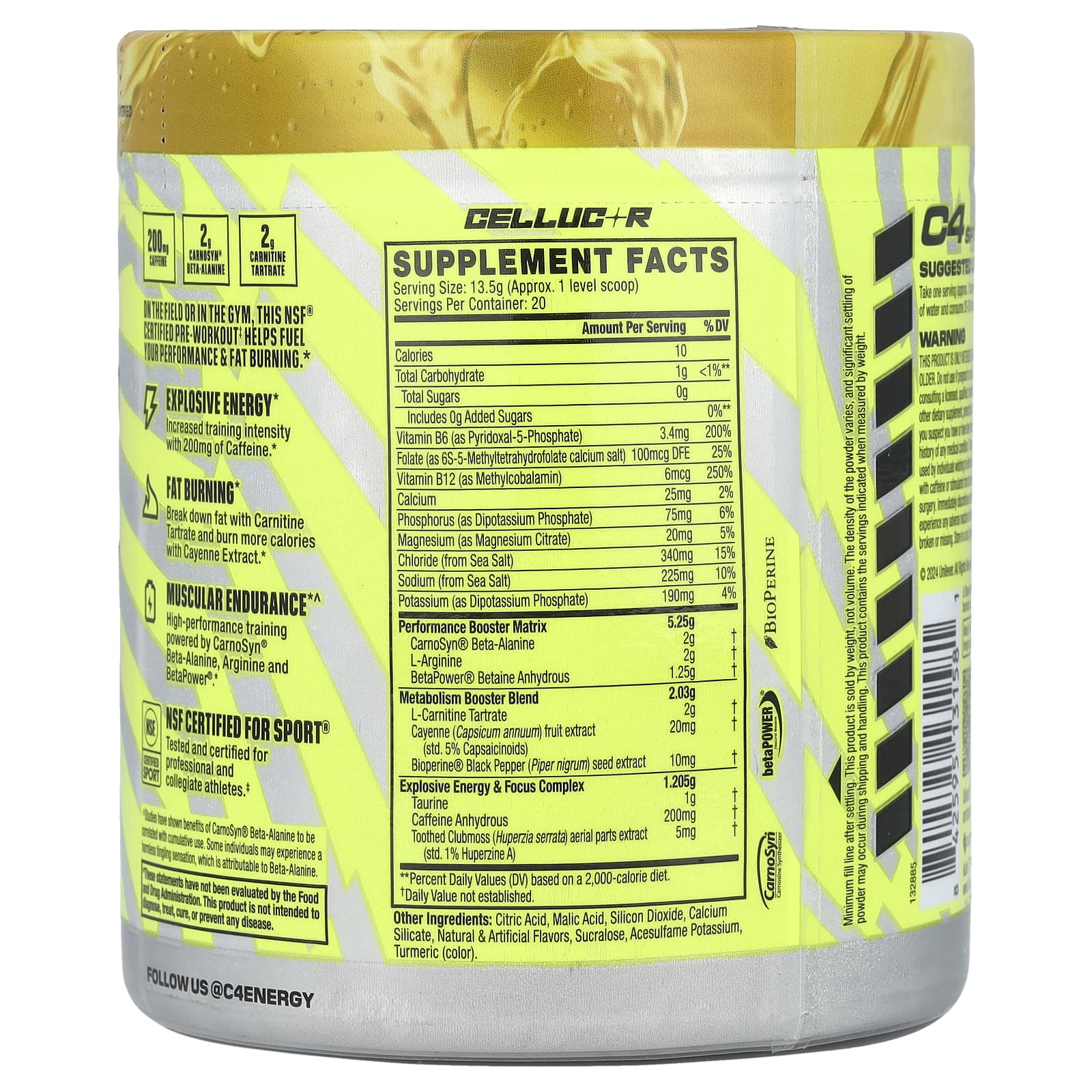 Cellucor, C4 Sport, Ripped, Pre-Workout, Popsicle®, гавайский ананас, 270 г (9,5 унции)