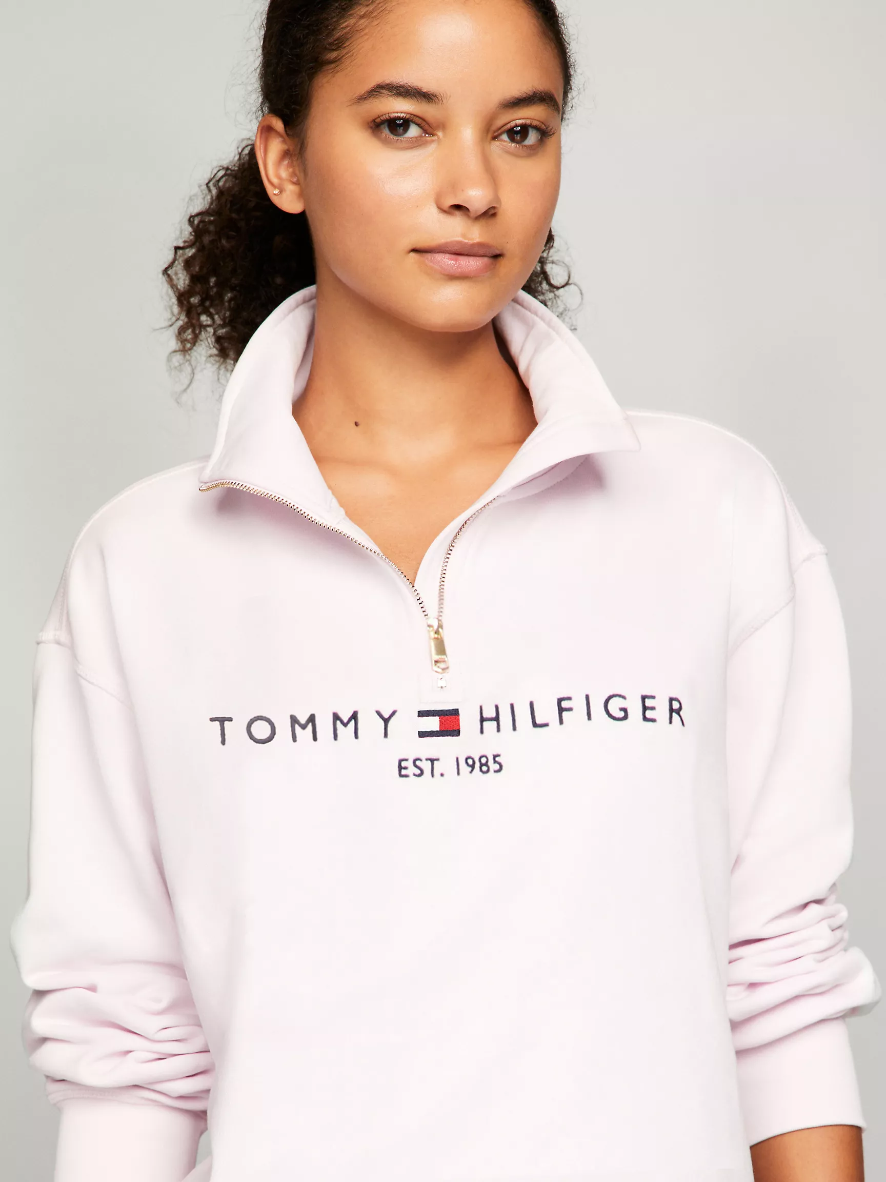 Женская толстовка Tommy Hilfiger, Свитшот с вышитым логотипом на половинной молнии