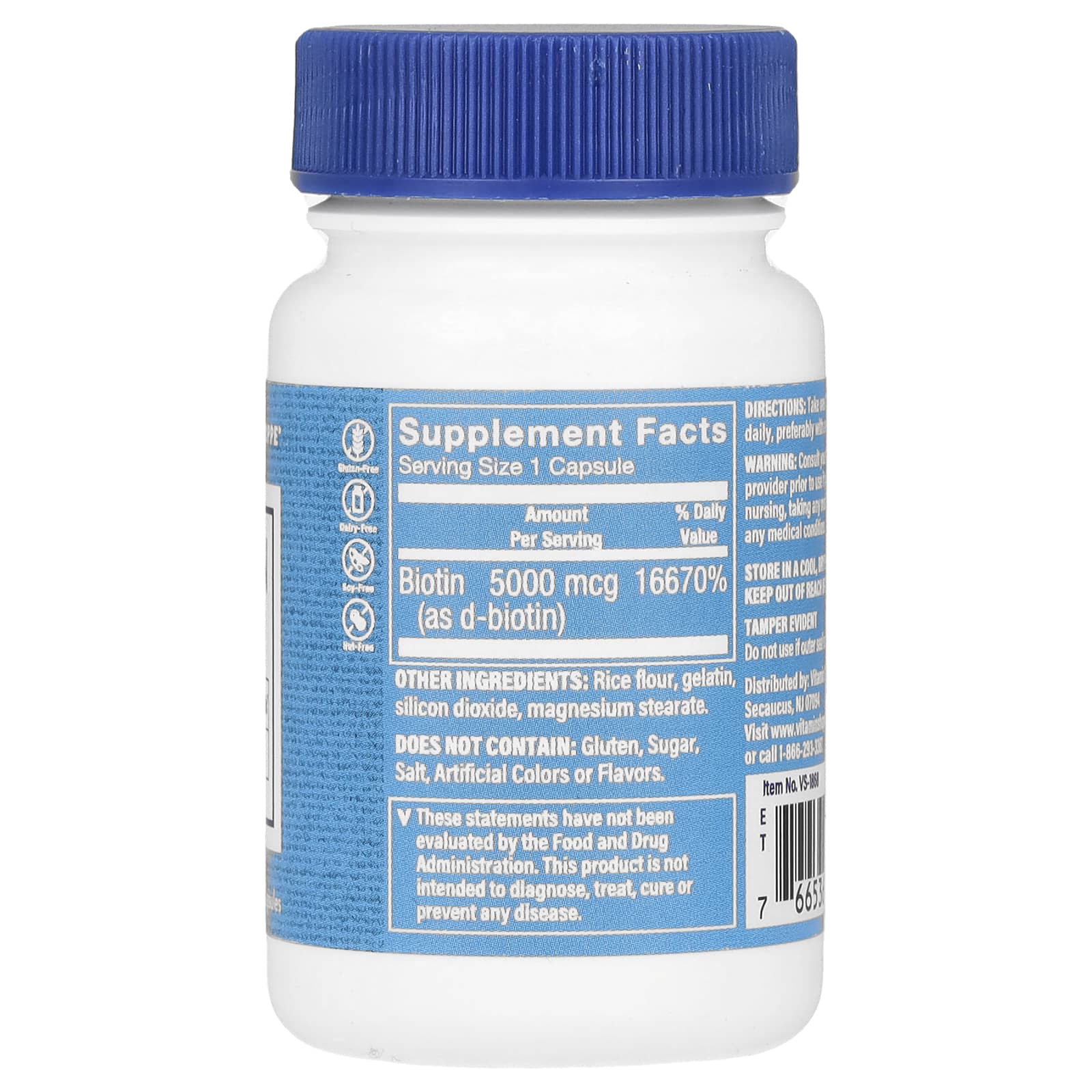 The Vitamin Shoppe, Биотин, 5000 мкг, 60 капсул