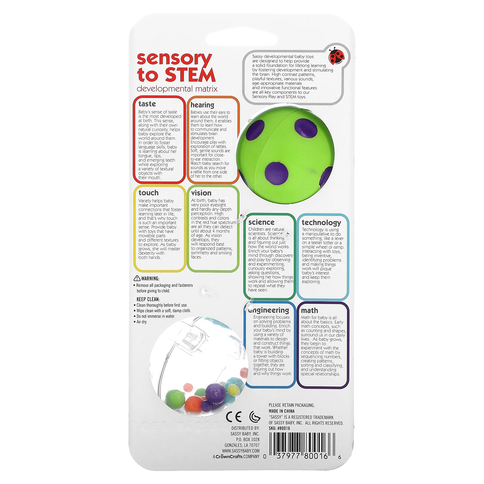 Sassy, Inspire The Senses, погремушка для блеска отжима, для детей 0–24 месяцев, 1 штука