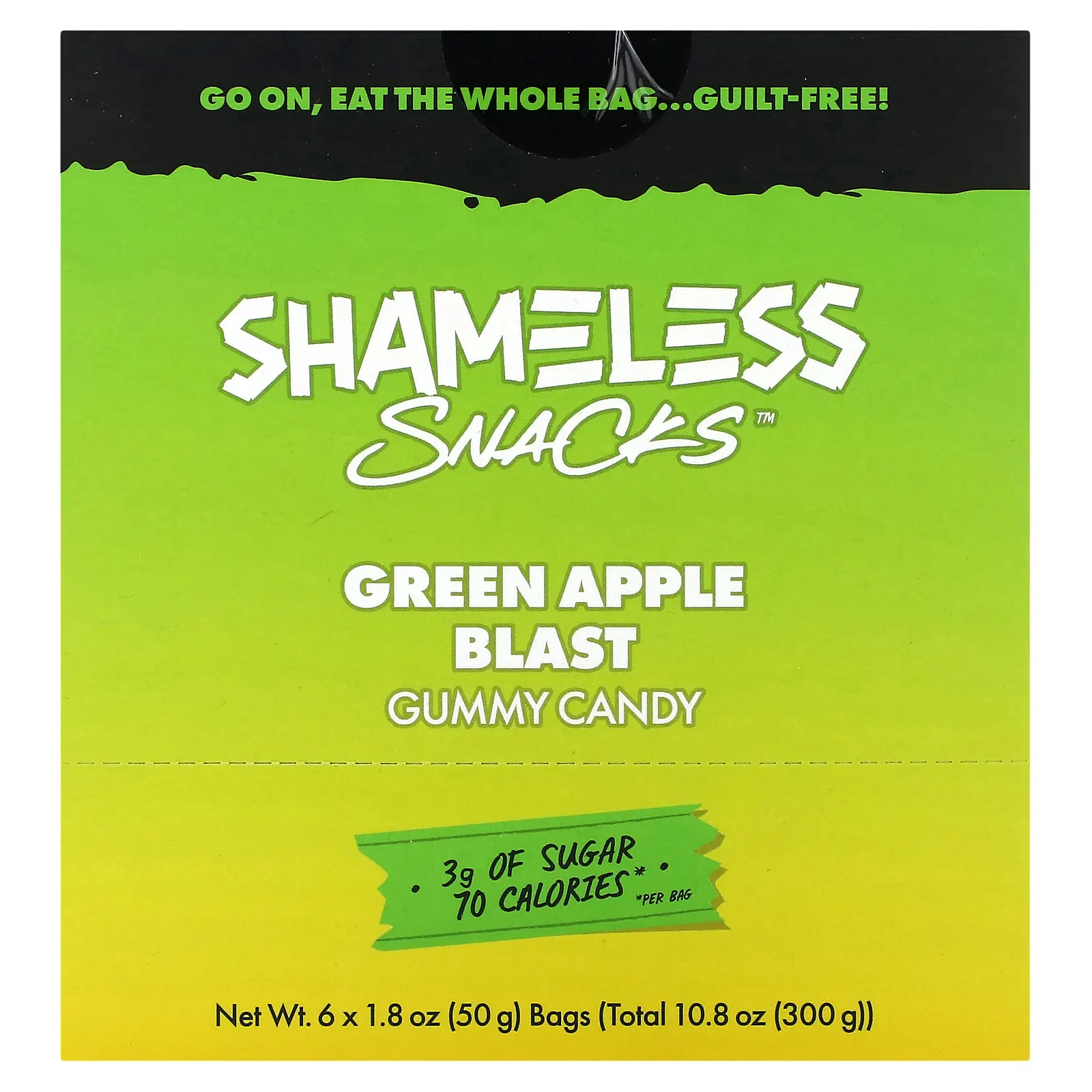 Shameless Snacks, жевательные конфеты, со вкусом зеленого яблока, 6 пакетиков по 50 г (1,8 унции)