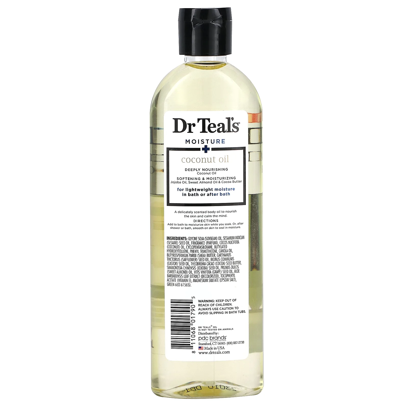 Dr. Teal's, увлажняющее масло для ванны и тела, кокосовое масло, 260 мл (8,8 жидк. унции)