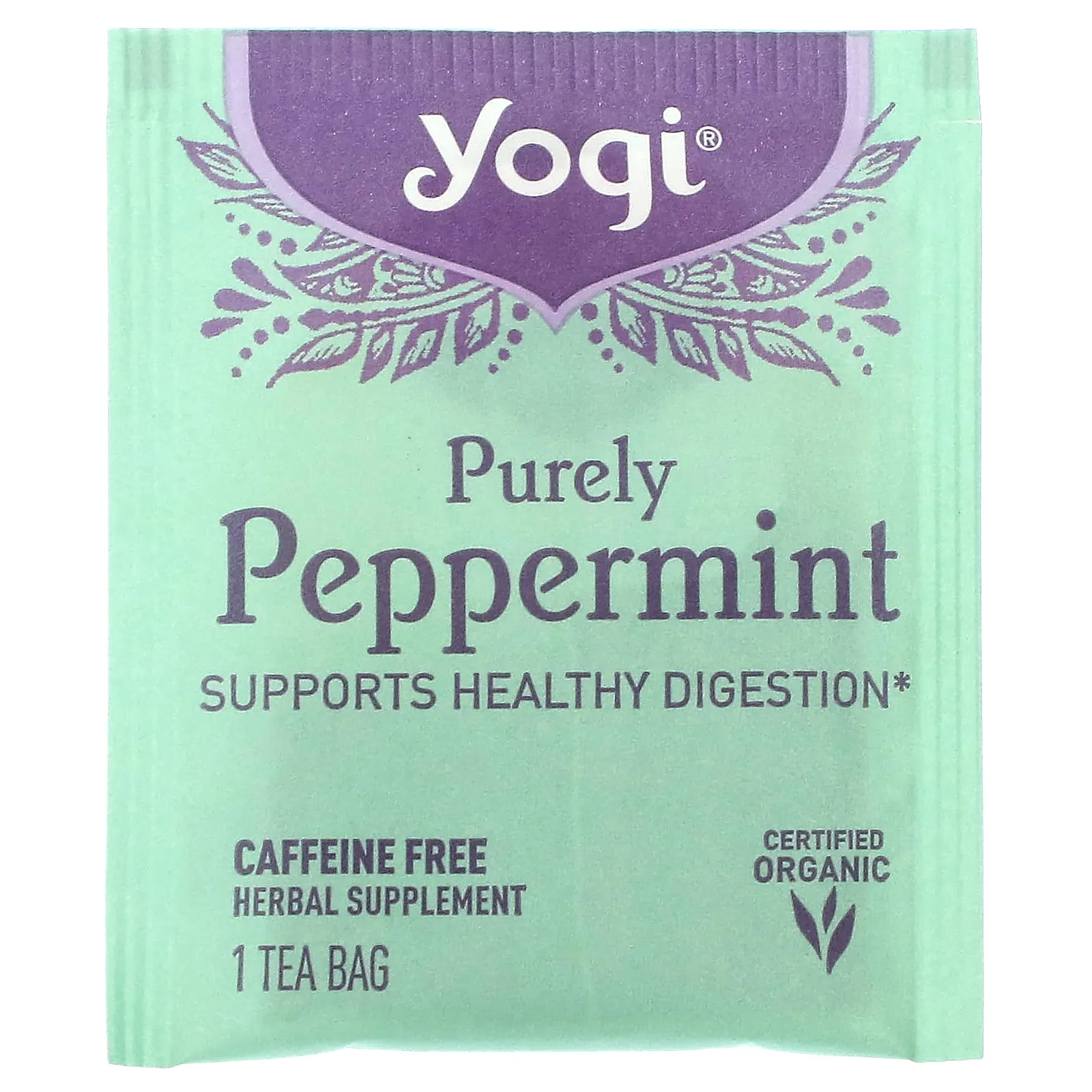 Yogi Tea, Purely Peppermint, без кофеина, 16 чайных пакетиков, 24 г (0,85 унции)