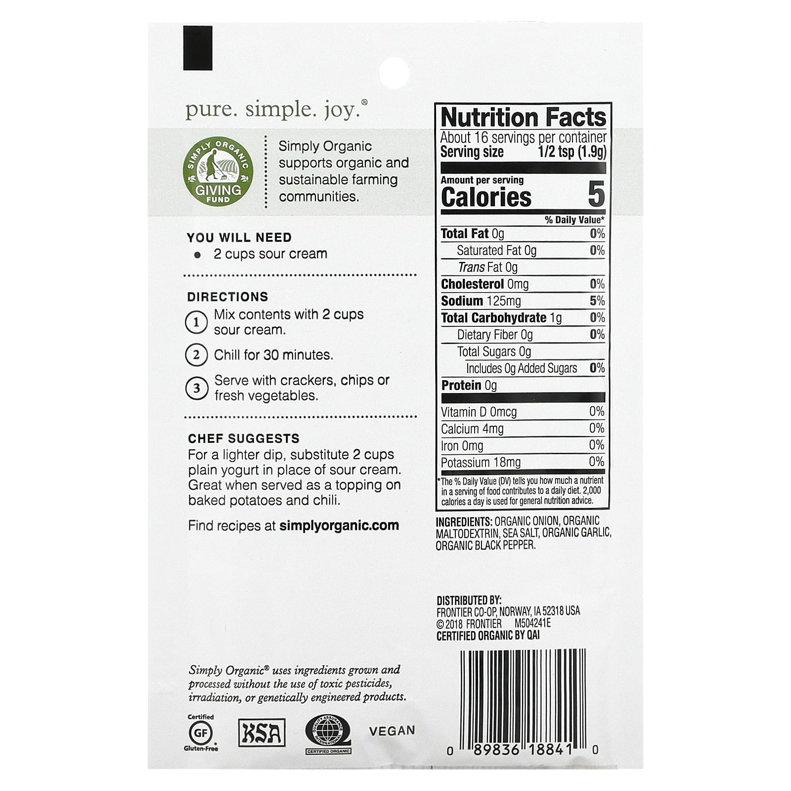 Simply Organic, Смесь для французского лукового соуса, 12 пакетиков по 31 г