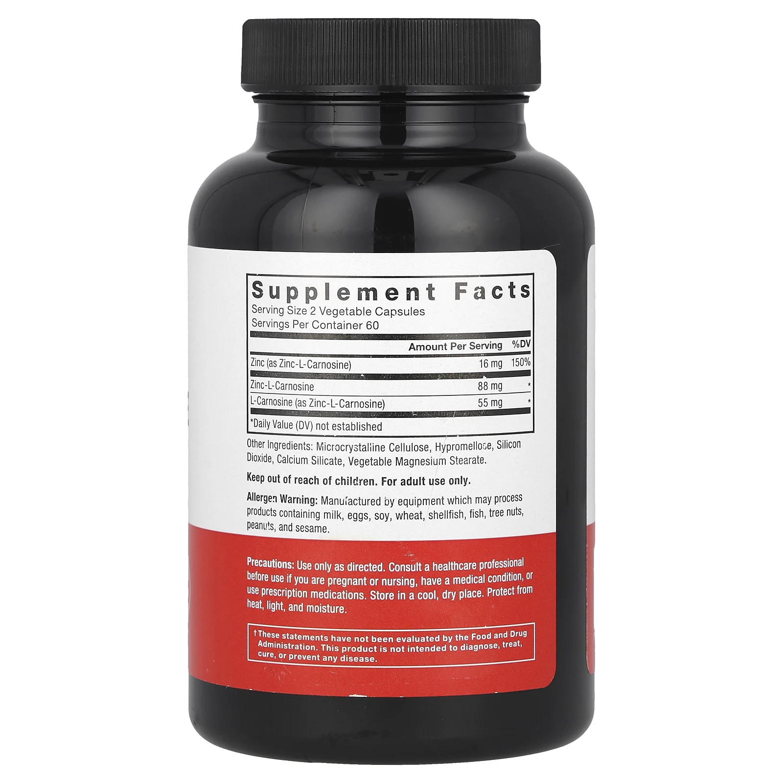 Force Factor, Цинк-L-карнозин, 120 растительных капсул