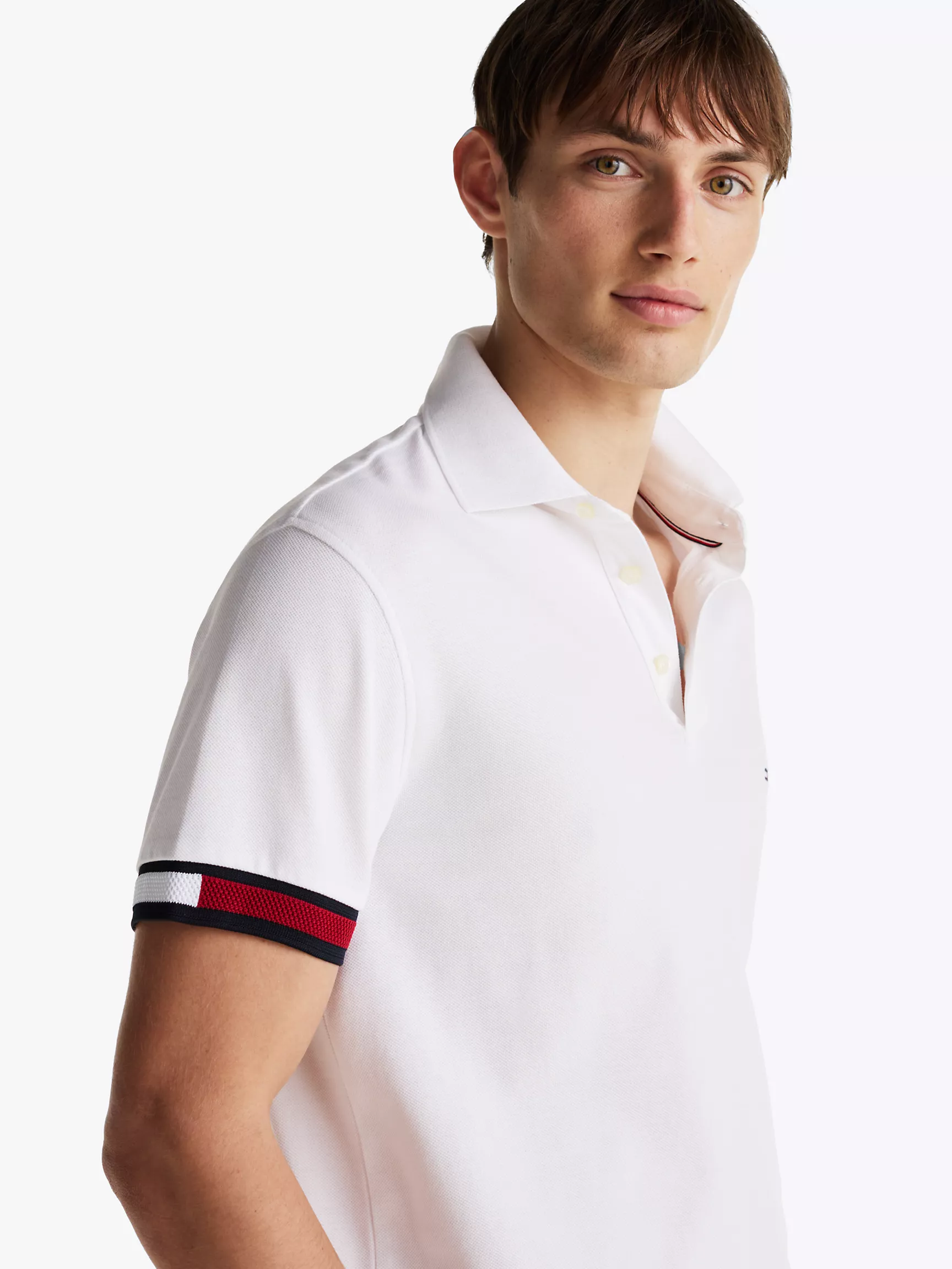 Мужское поло Tommy Hilfiger, Приталенное поло с логотипом флага на манжетах