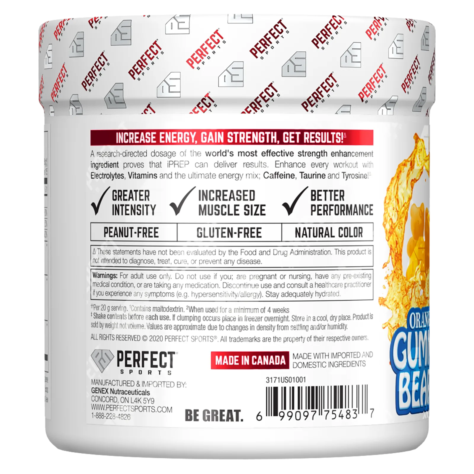 Perfect Sports, iPrep, Advanced Pre-Workout, апельсиновые мармеладки, 300 г (10,6 унции)