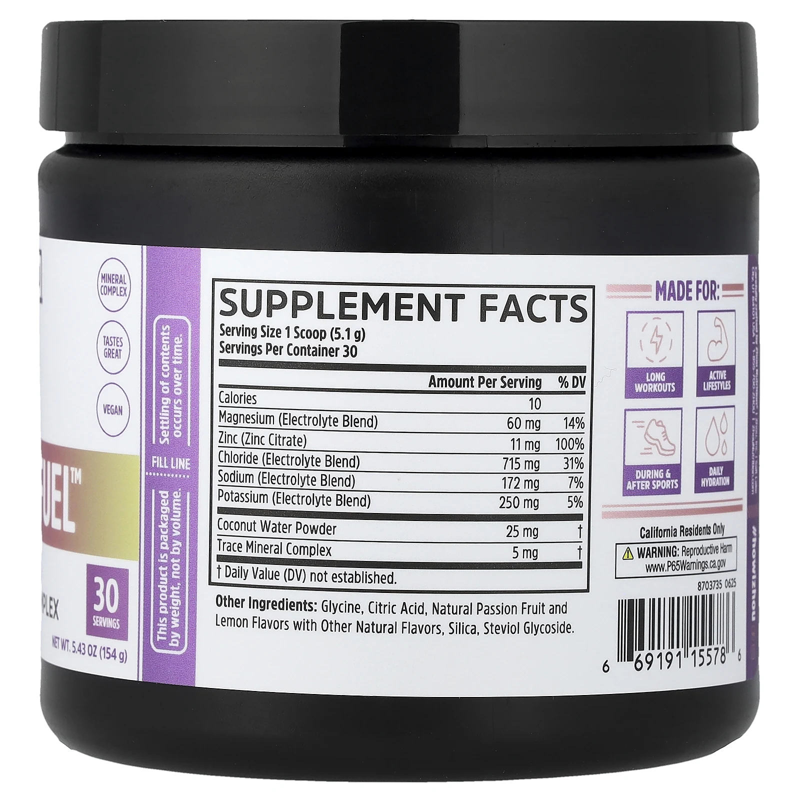 Zhou Nutrition, Hydro-Fuel™, улучшенный комплекс электролитов, со вкусом лимонада из маракуйи, 154 г (5,43 унции)