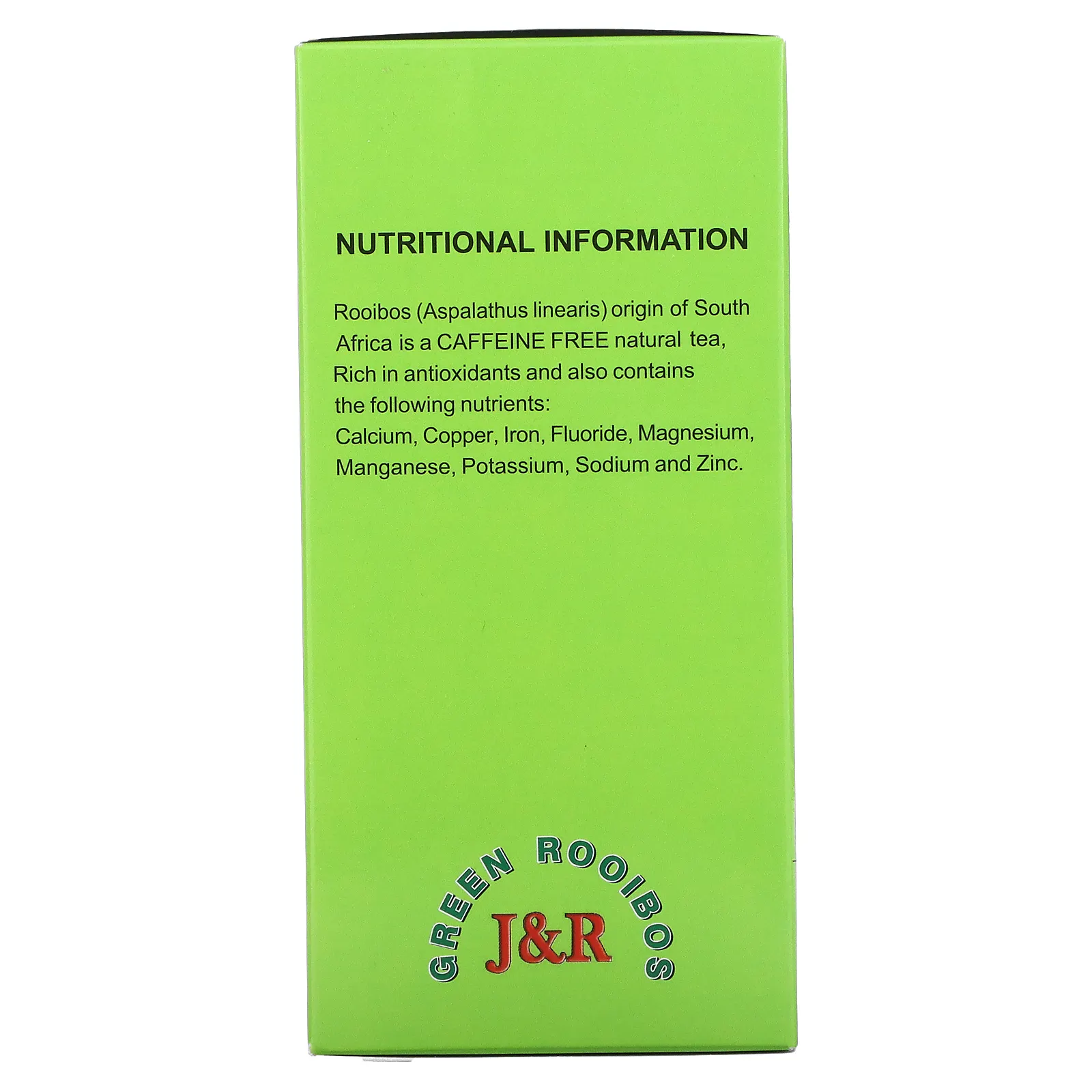 J&R Port Trading, Органический зеленый Ройбос, без кофеина, 40 чайных пакетиков, 3,53 унции (100 г)
