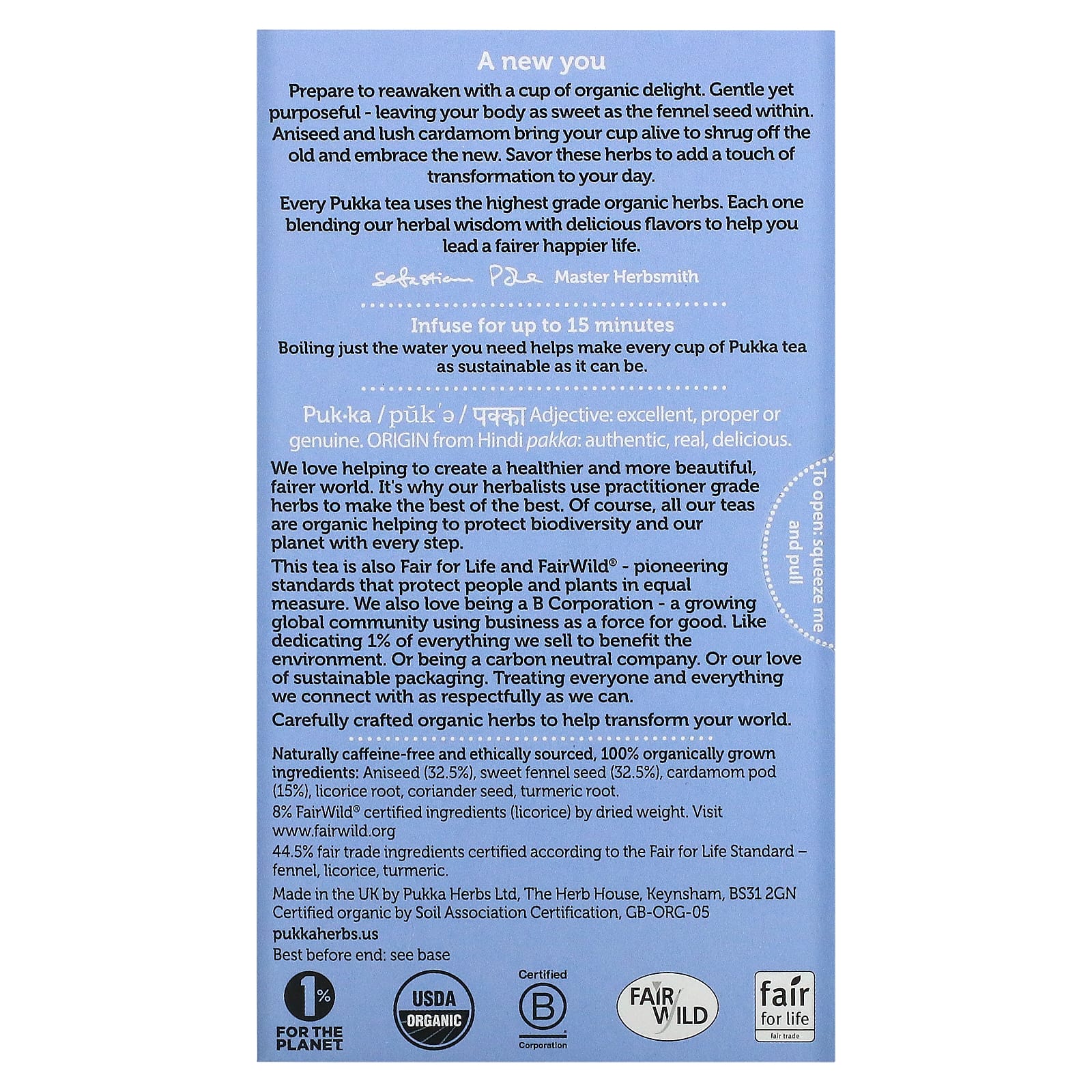 Pukka Herbs, Органический травяной чай, для детоксикации, без кофеина, 20 пакетиков, 40 г (1,41 унции)