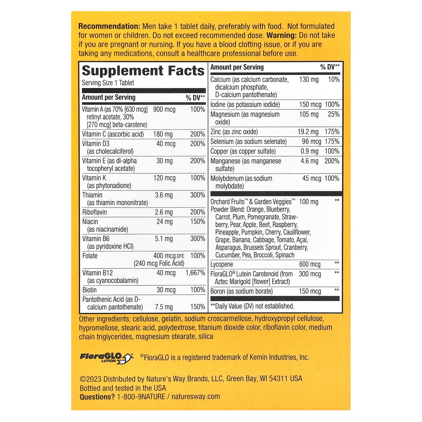 Nature's Way, Alive! полноценный поливитаминный комплекс для мужчин старше 50 лет, 50 таблеток