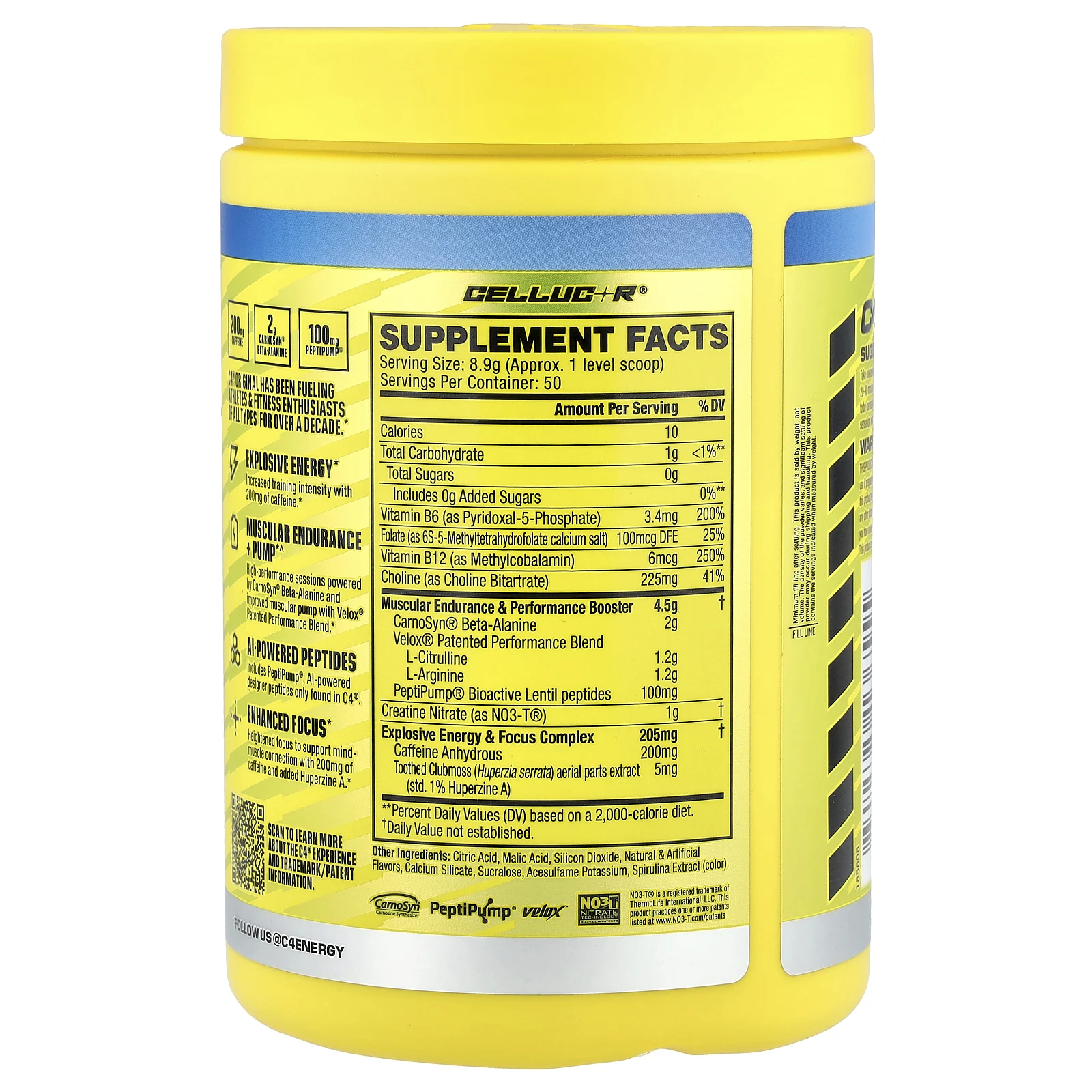 C4 / Cellucor, C4® Original, предтренировочный комплекс, со вкусом голубой малины, 445 г (15,7 унции)