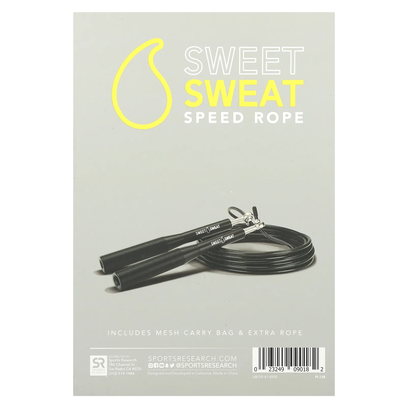 Sports Research, Скакалка Sweet Sweat Speed, черная, 1 скакалка