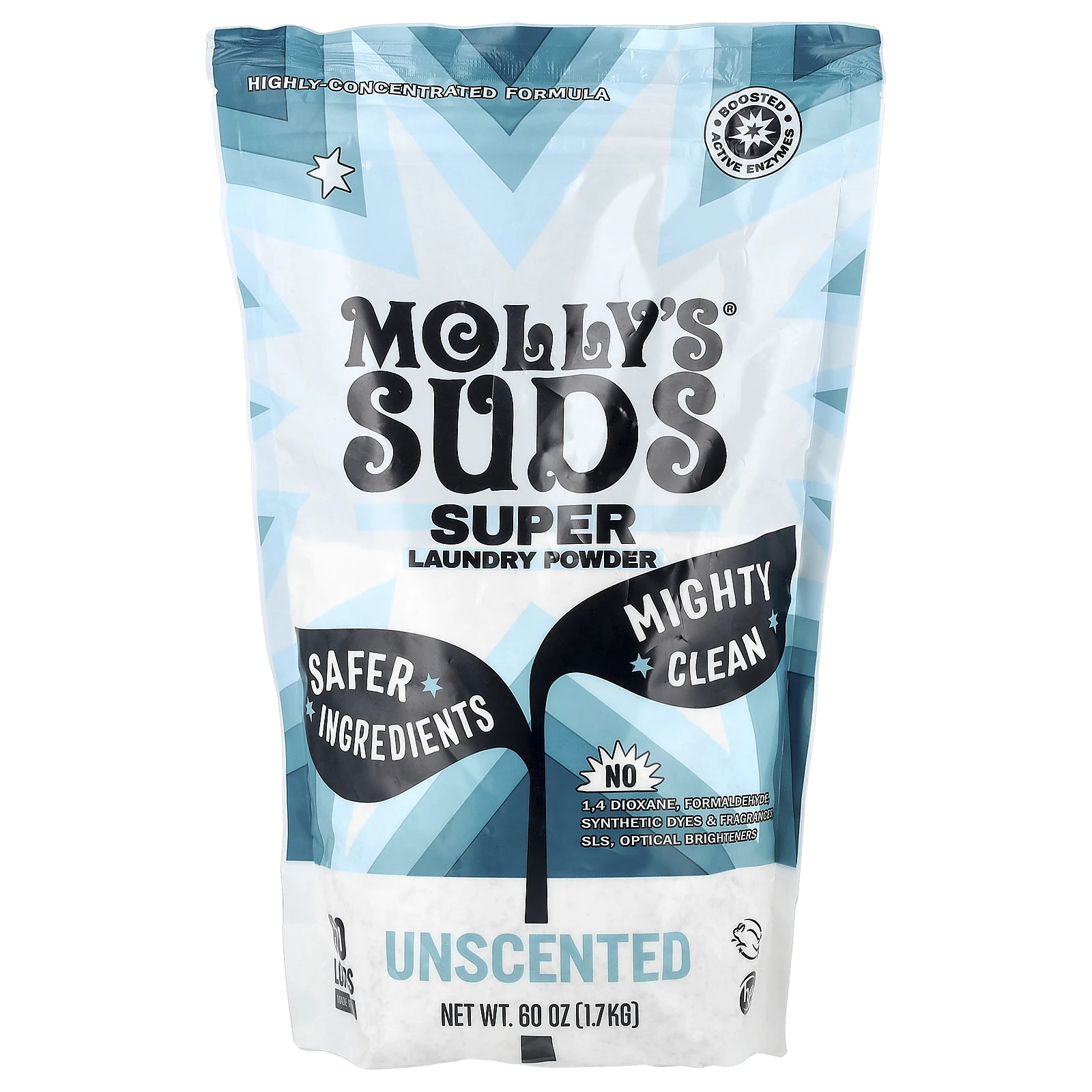 Molly's Suds, Super Laundry Powder, порошок для стирки, без запаха, 60 загрузок, 1,7 кг (60 унций)