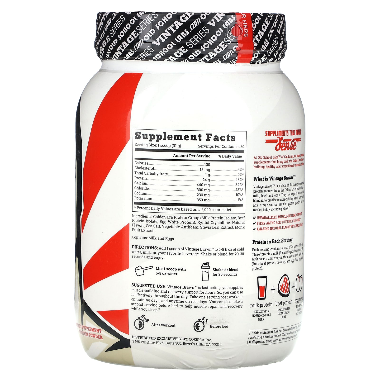 Old School Labs, Vintage Brawn, Golden Era, порошок для наращивания мышечной массы, ванильный молочный коктейль, 937 г (2 фунта)